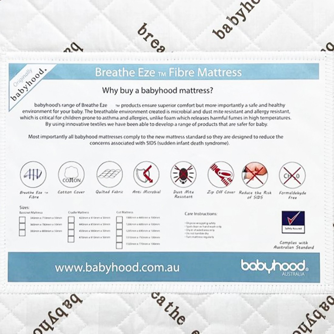 2 Babyhood Breathe Eze Cot Mattress 1295 x 690 x 100mm, 2 of 2
