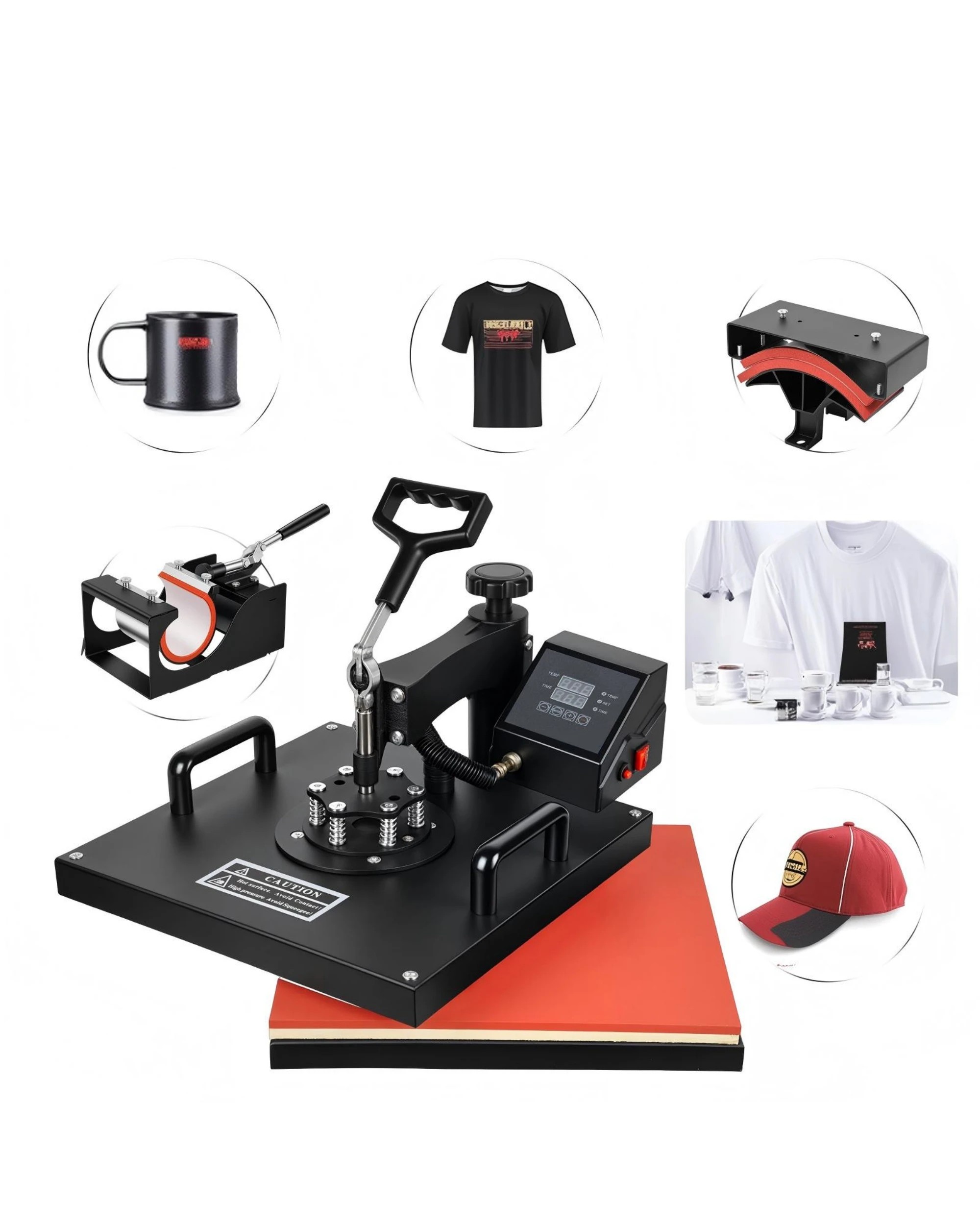 3 Advwin 5-in-1 Heat Press Machine 38 x 38cm 360°Rotatable - Black, 3 of 7