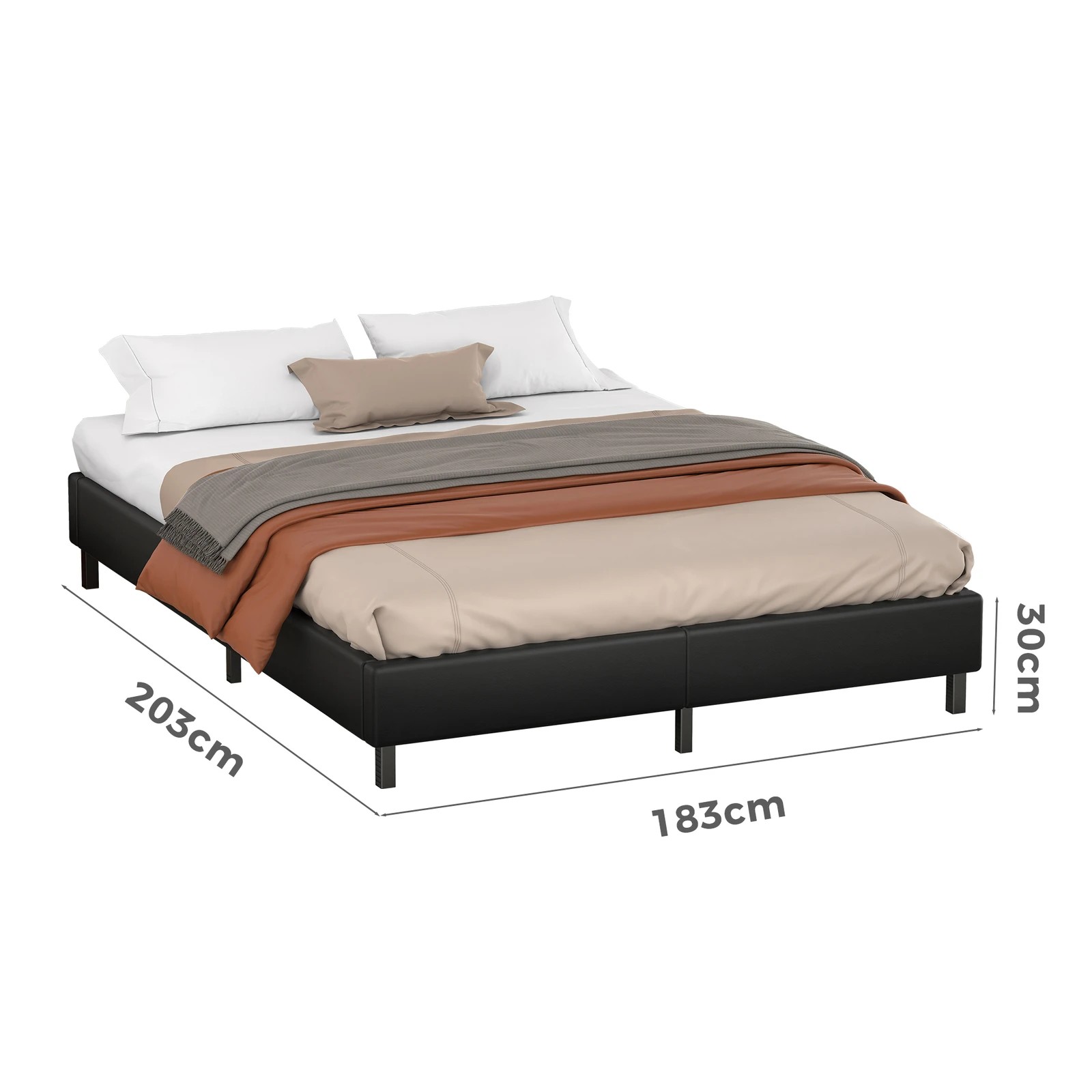 7 Alfordson Bed Frame King Size Mattress Base Foundation Leather Basel - Black, 7 of 10