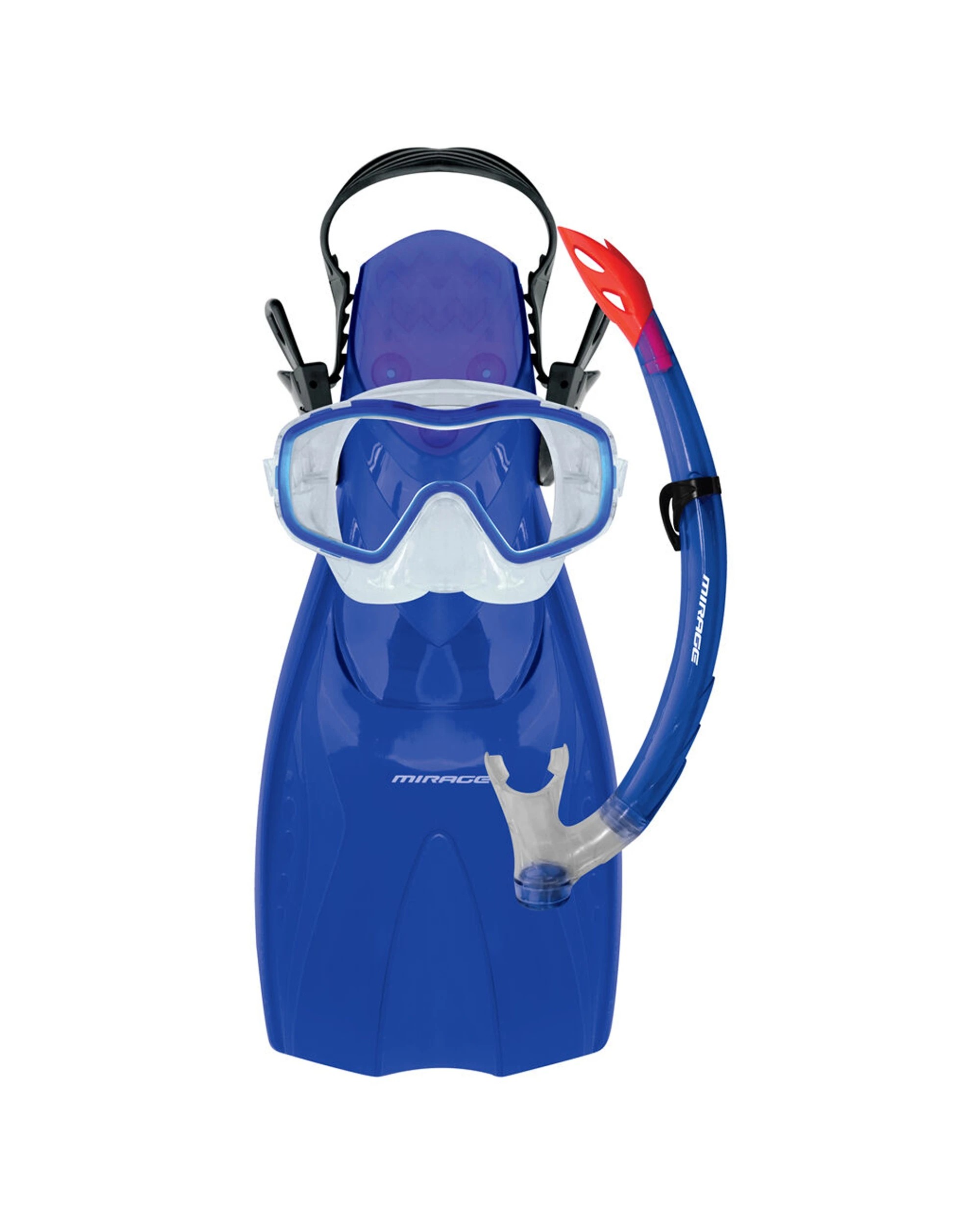 1 Mirage 4pc Shrimp Junior Snorkelling Mask Snorkel Fins Set S M - Blue, 1 of 1