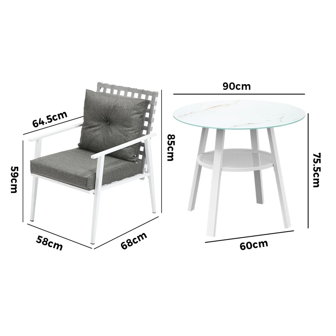 2 Livsip Outdoor Dining Set Patio Furniture Setting 5PCS Marble Table Rattan Chair - Multi, 2 of 9