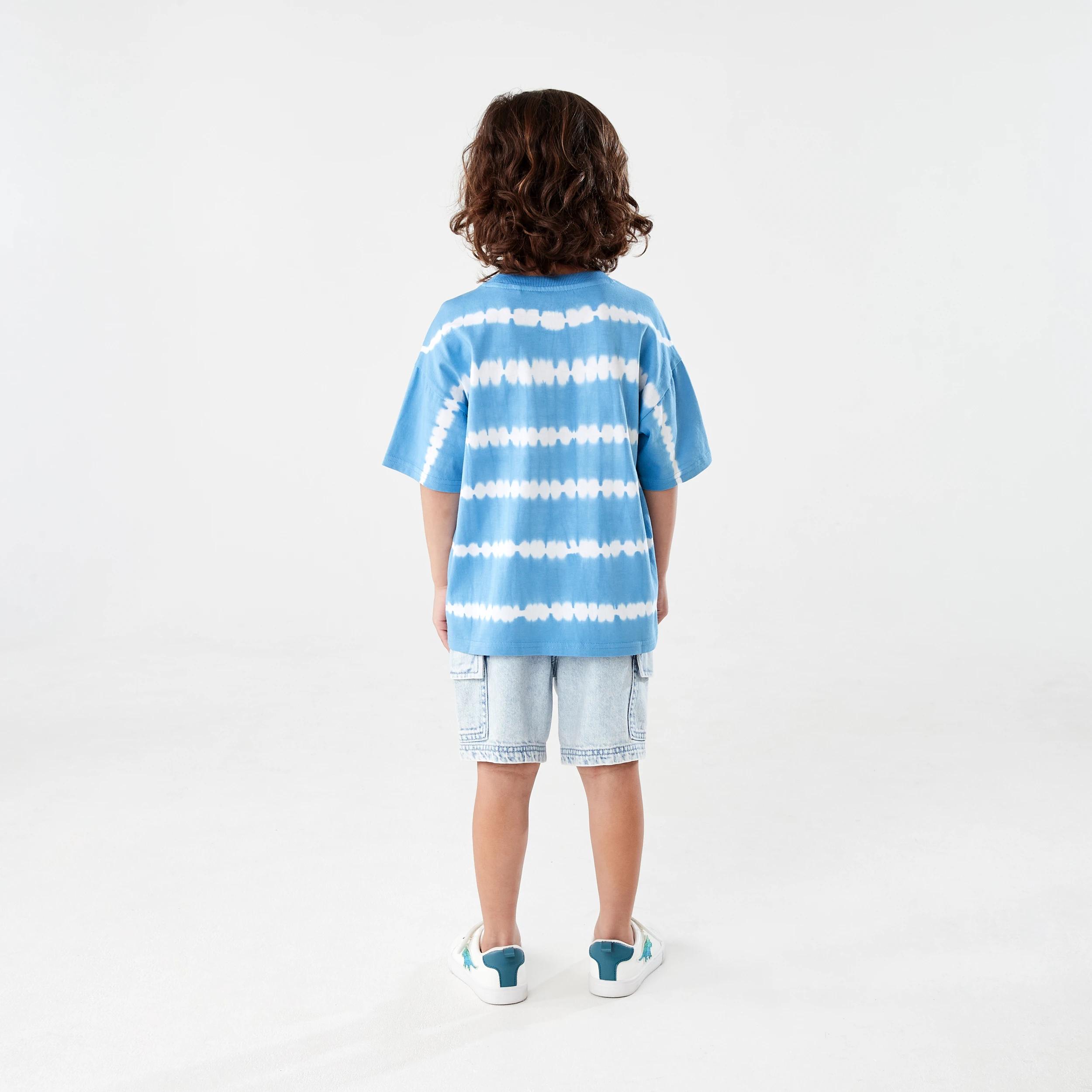 7 Short Sleeve Oversized Tie Dye T-shirt LONG BEACH SURF  BLUE, 7 of 7