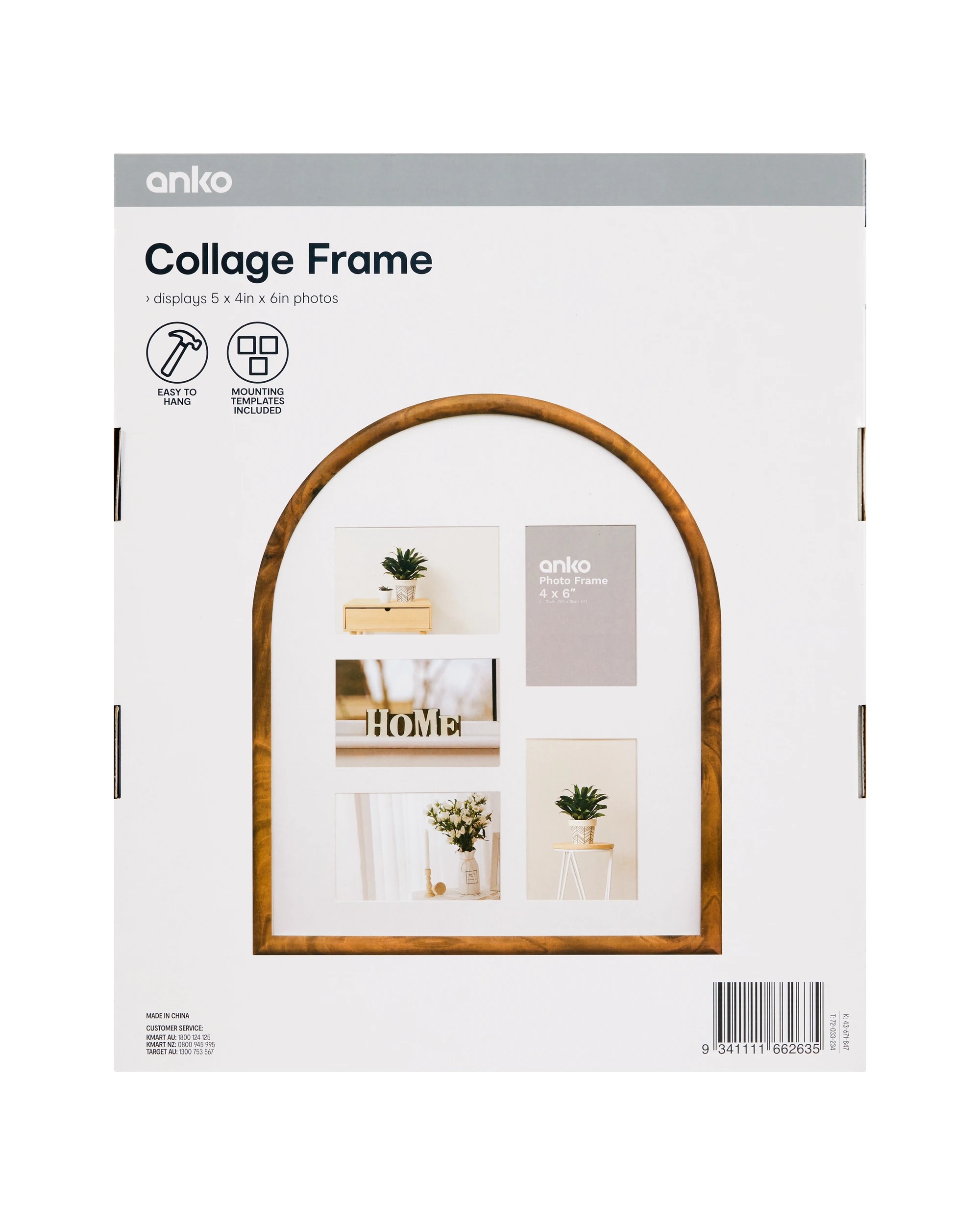 6 Collage Photo Frame -  4in. x 6in., Oak, 6 of 6