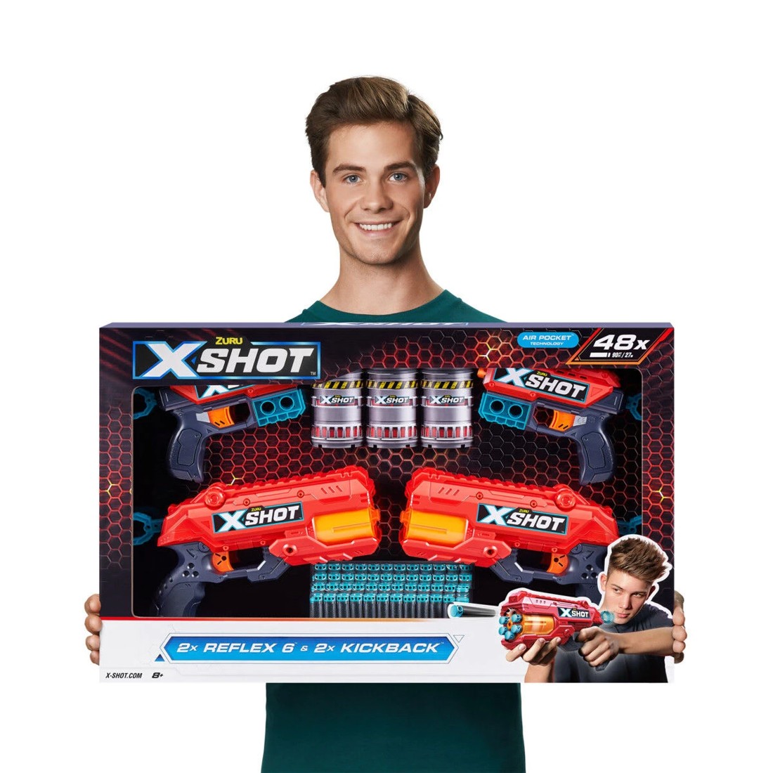 1 Zuru X-Shot Excel Double Reflex 6 Blaster Double Kickback Blaster Combo Pack, 1 of 10