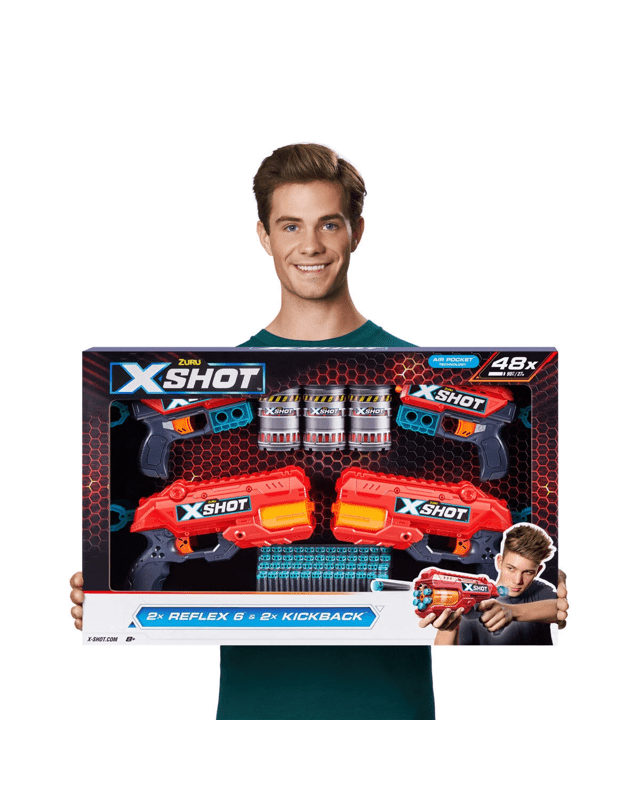 Zuru X-Shot Excel Double Reflex 6 Blaster Double Kickback Blaster Combo 