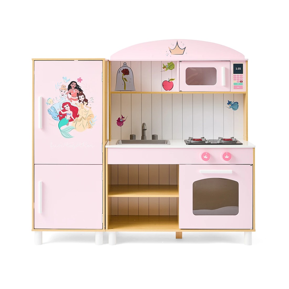 2 Disney Princess Wooden Kitchen with Light and Sound Stove Toy, 2 of 10