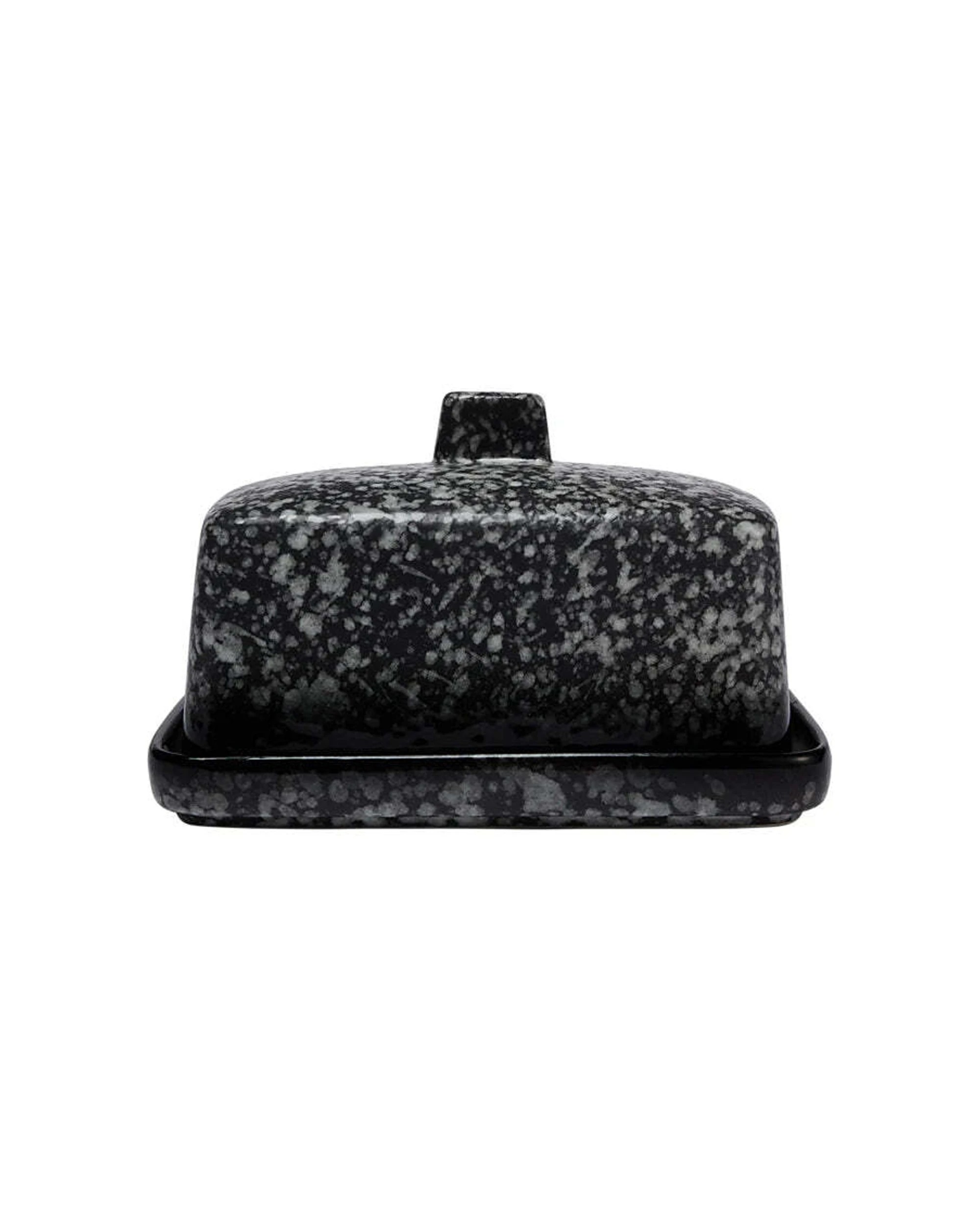 1 Maxwell & Williams Caviar Granite Butter Dish Durable Porcelain Construction - Grey, 1 of 4