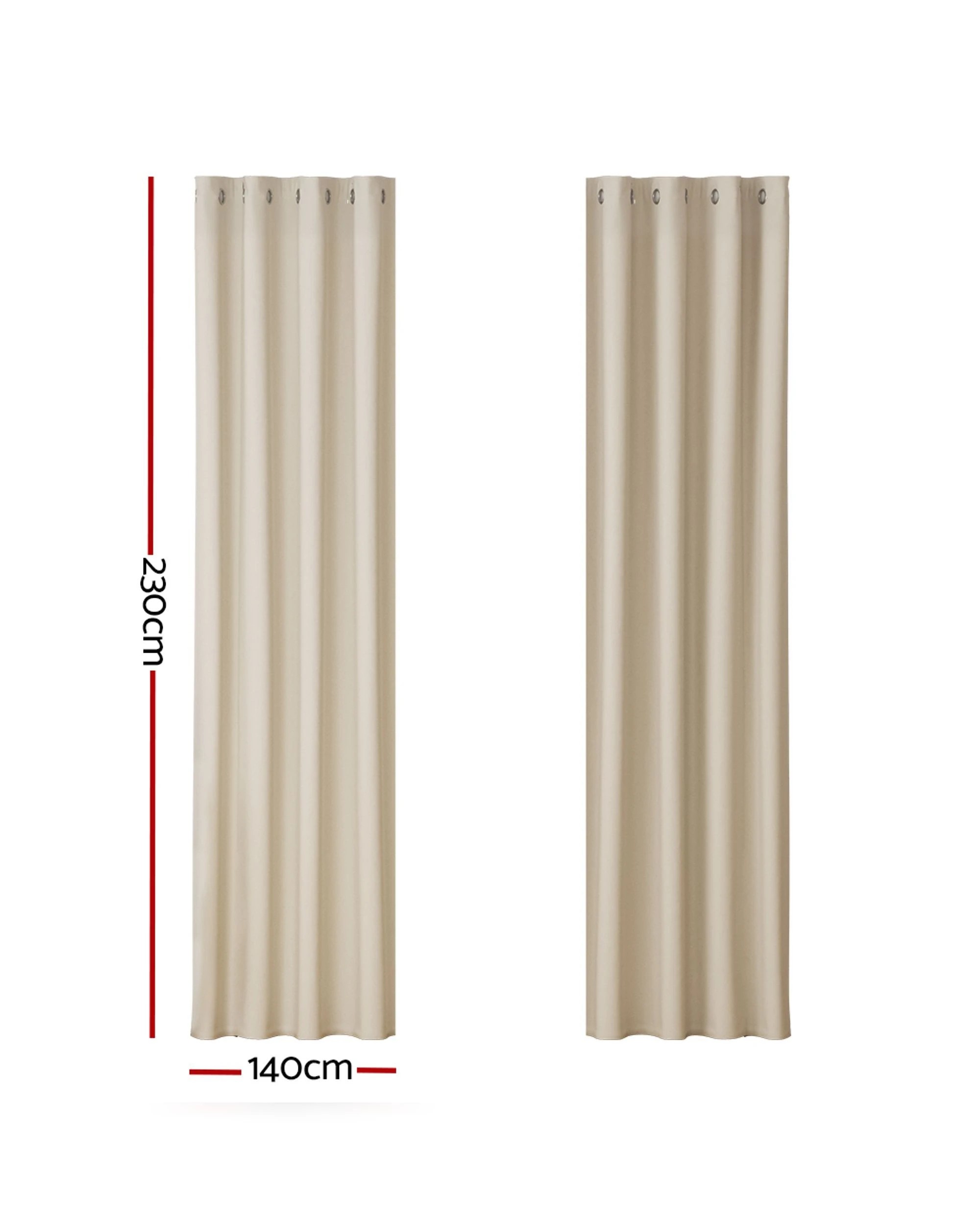 3 Artiss 2X Blockout Curtains Eyelet 140x230cm - Beige, 3 of 6