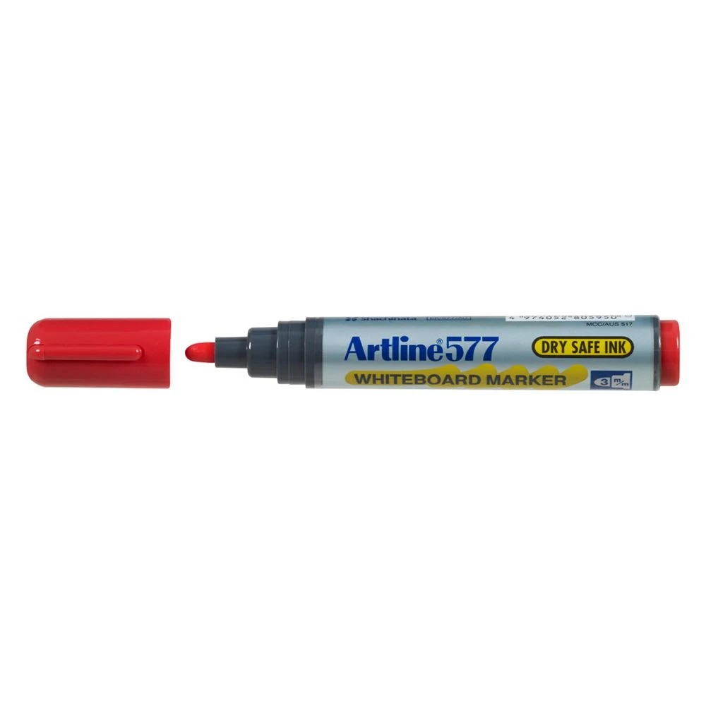 2 Artline 577 Whiteboard Markers Bullet Red 2 Pack, 2 of 3
