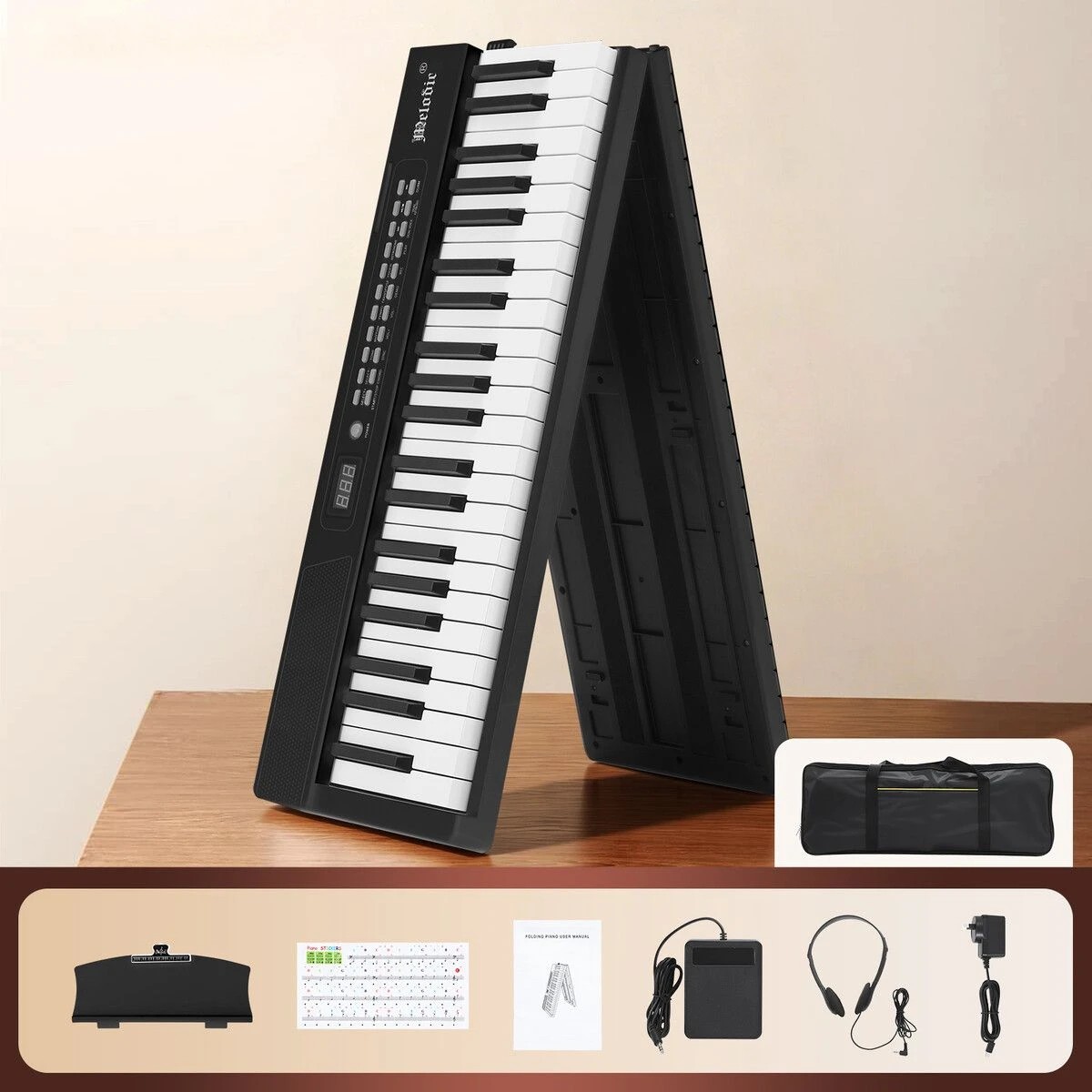 2 MELODIC 88 Keys Keyboard Piano Digital Portable Foldable Bluetooth MIDI MP3 Electronic, 2 of 4