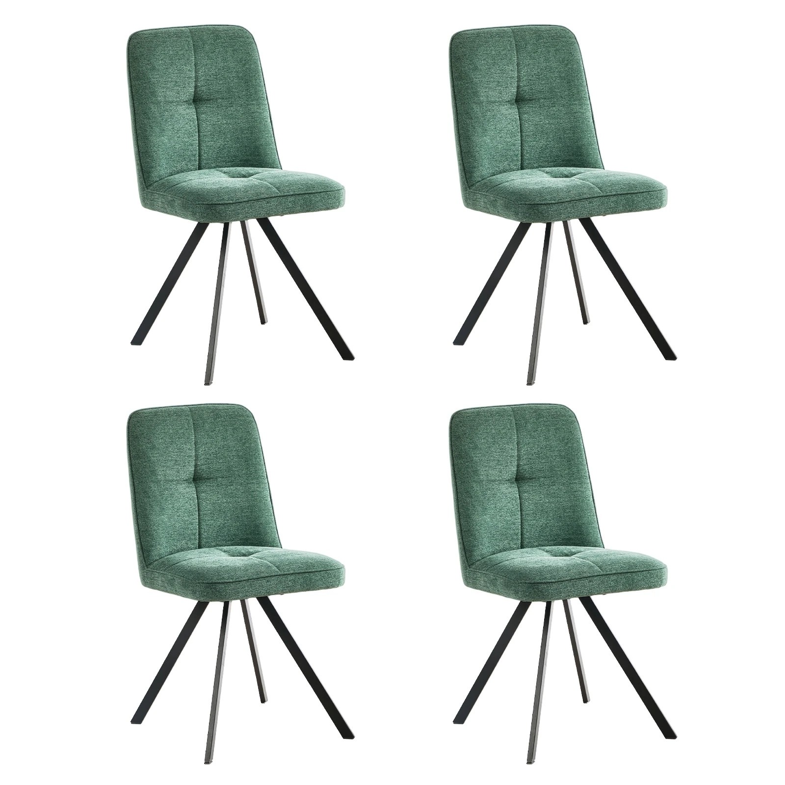 1 Oikiture 4x Dining Chair Kitchen Seat Linen Fabric Accent Chair - Green, 1 of 9