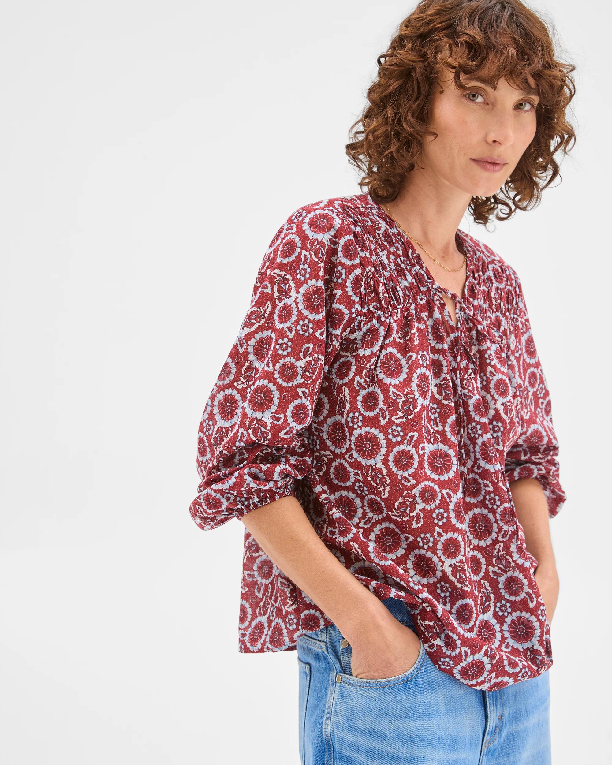 5 Target Woman Australian Cotton Long Sleeve Print Gather Detail Blouse FLORAL, 5 of 7
