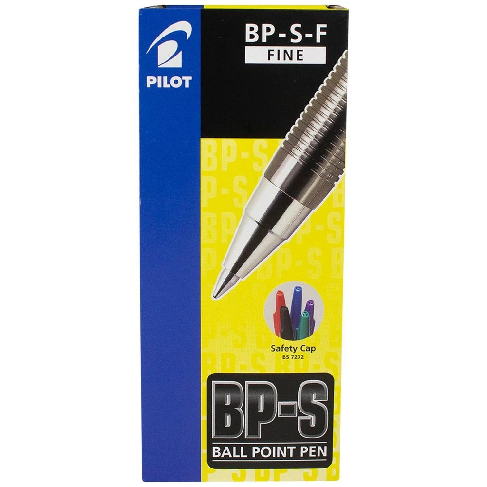 1 PILOT BP-S Fine Ballpoint Pens Black 12 Pack, 1 of 3