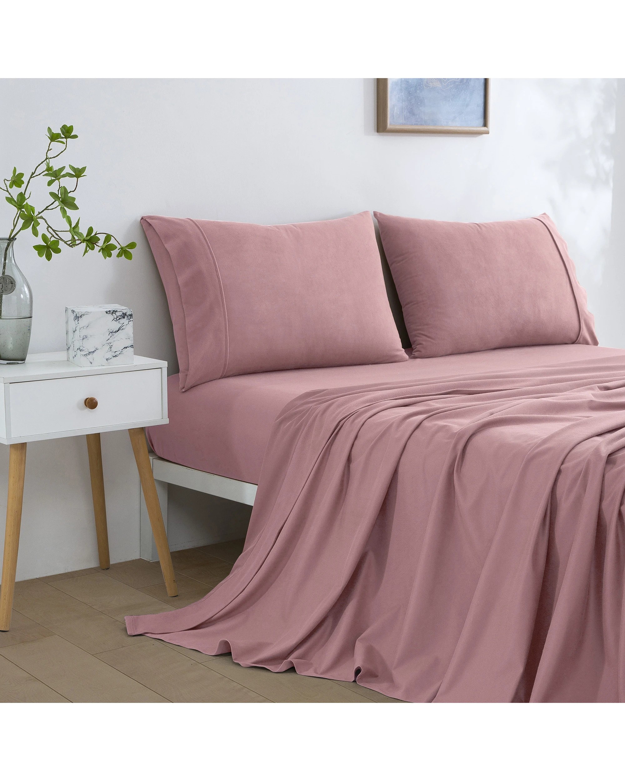 3 Dreamaker Micro Flannel Sheet Set - Queen Bed - Pink Pearl, 3 of 9