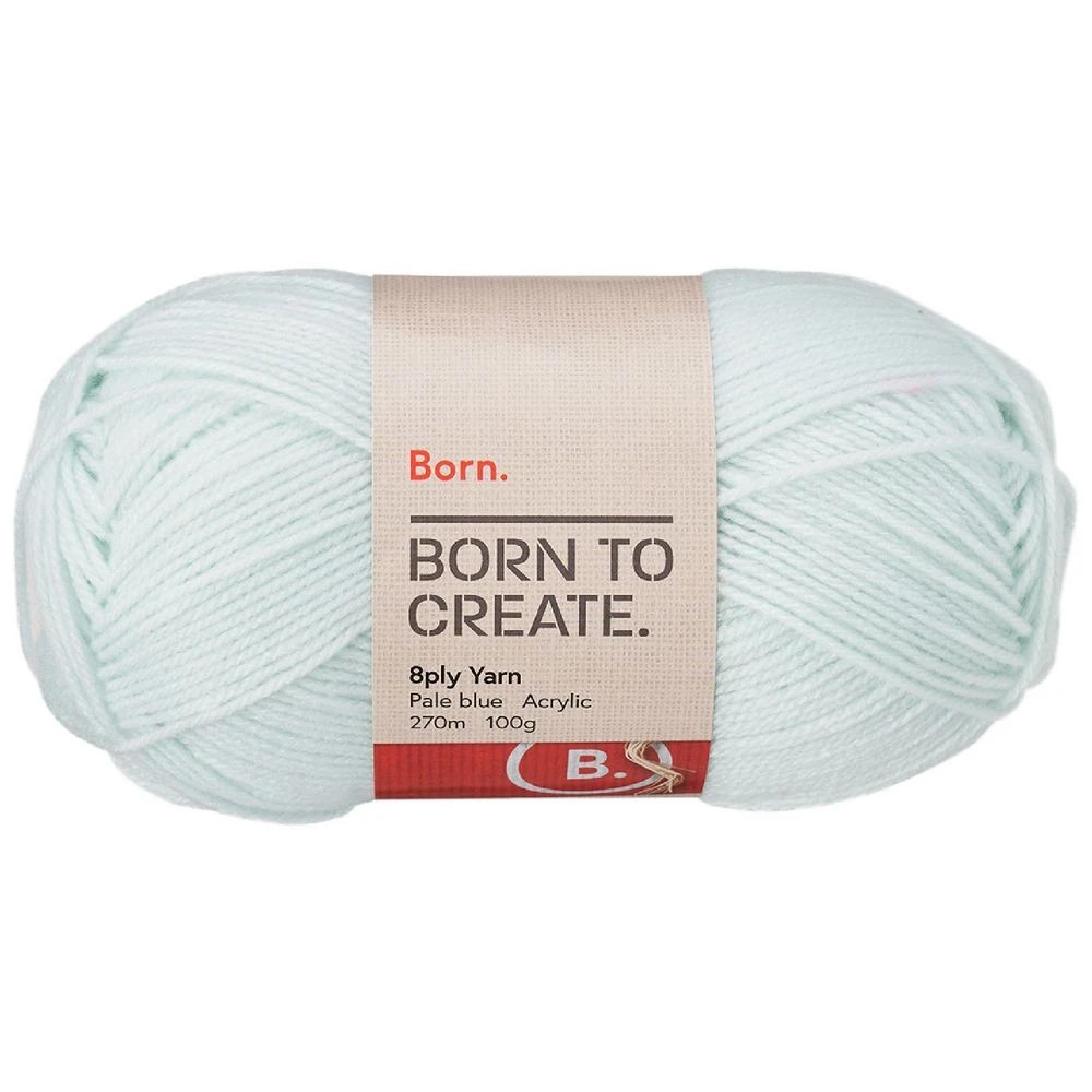 1 Born 8 Ply Yarn 100g Pale Blue, 1 of 3