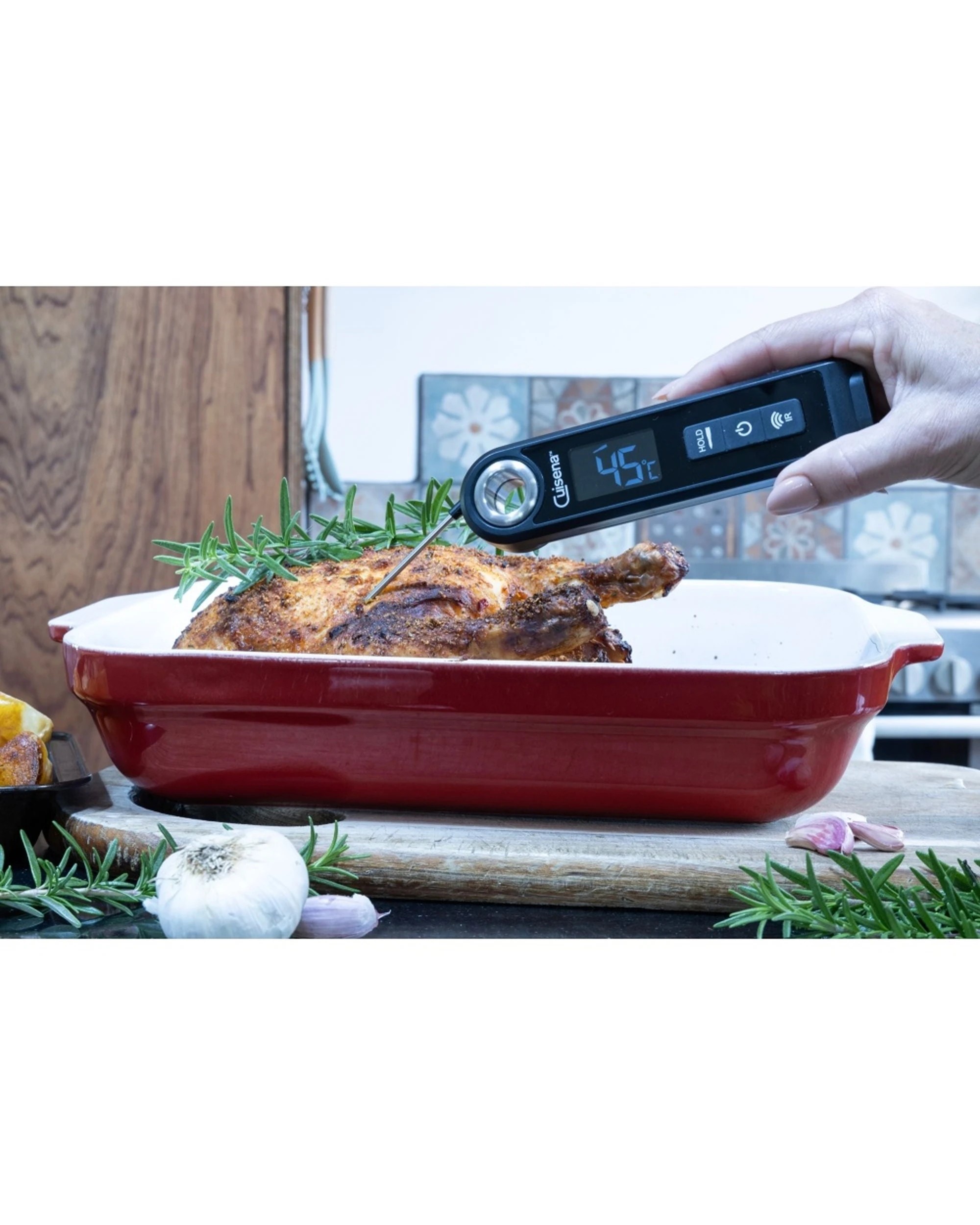 3 Cuisena Digital Thermometer With Built In Infrared Laser Pointer & Stainless Steel Probe - Black, 3 of 4