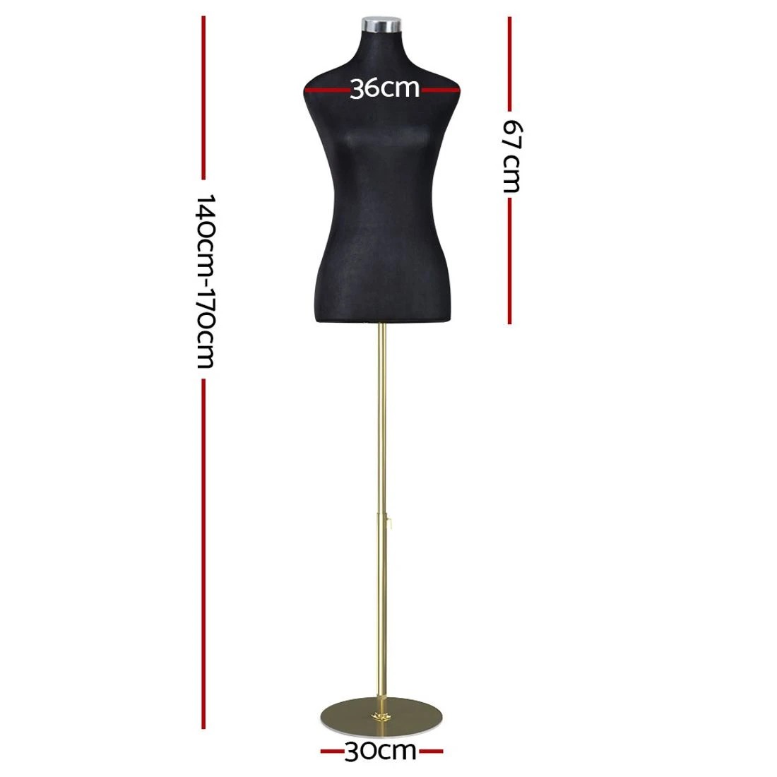 2 Embellir Female Mannequin Dummy Model Dressmaker Clothes Display Torso Tailor - Black, 2 of 7