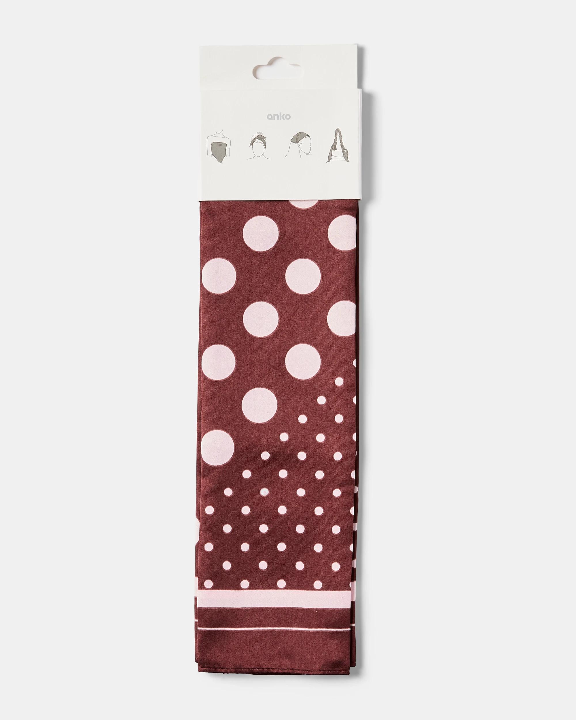 3 Polka Dot Hair Scarf Brown, 3 of 4