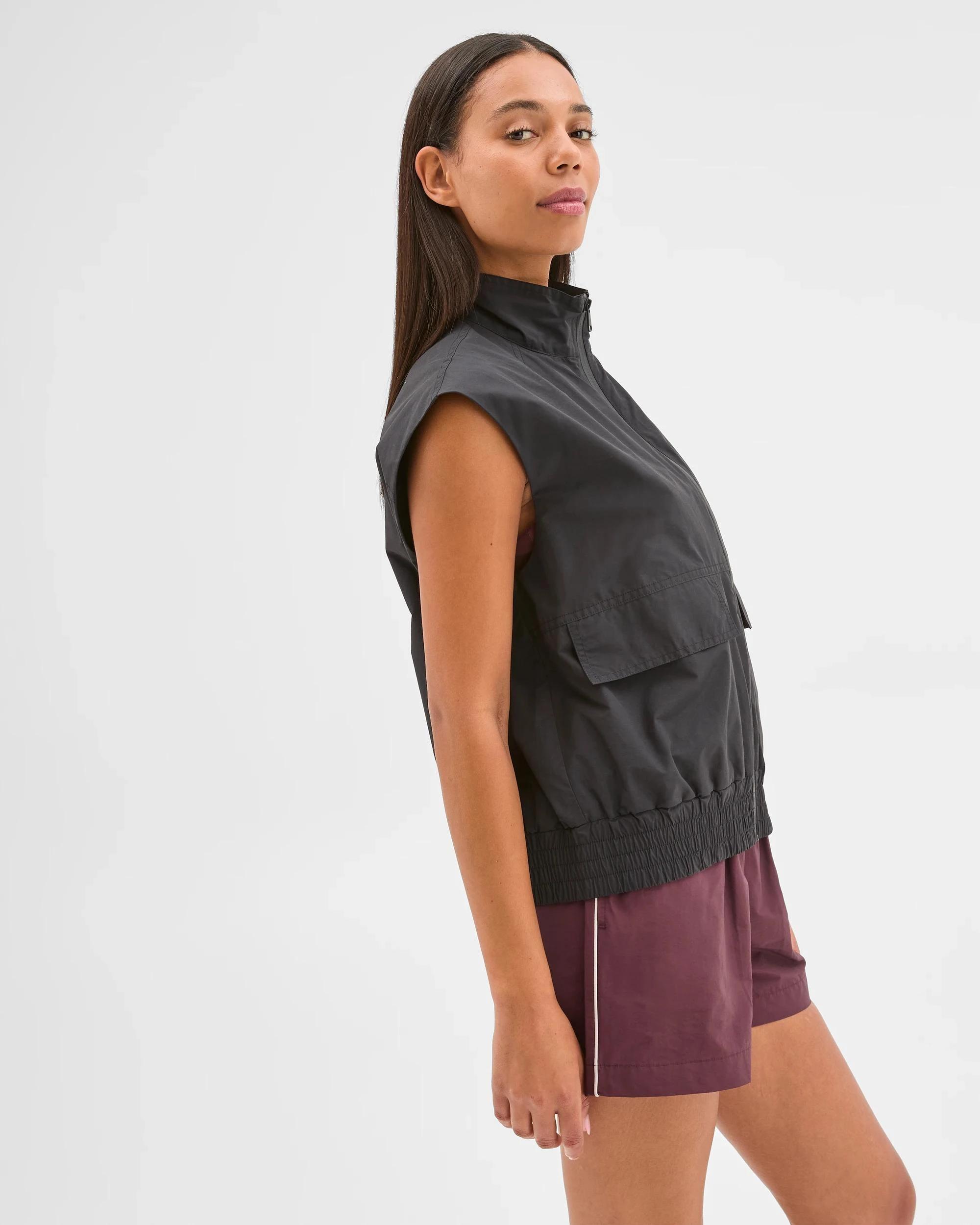 6 Target Active Active Australian Cotton Blend Funnel Neck Woven Vest BLACK, 6 of 8