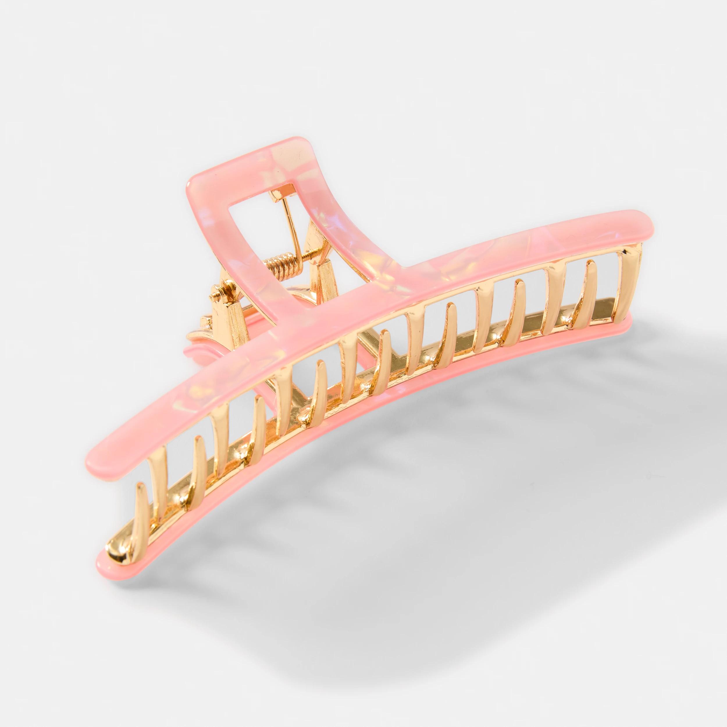 2 Pink Resin Claw Hair Clip Pink, 2 of 4