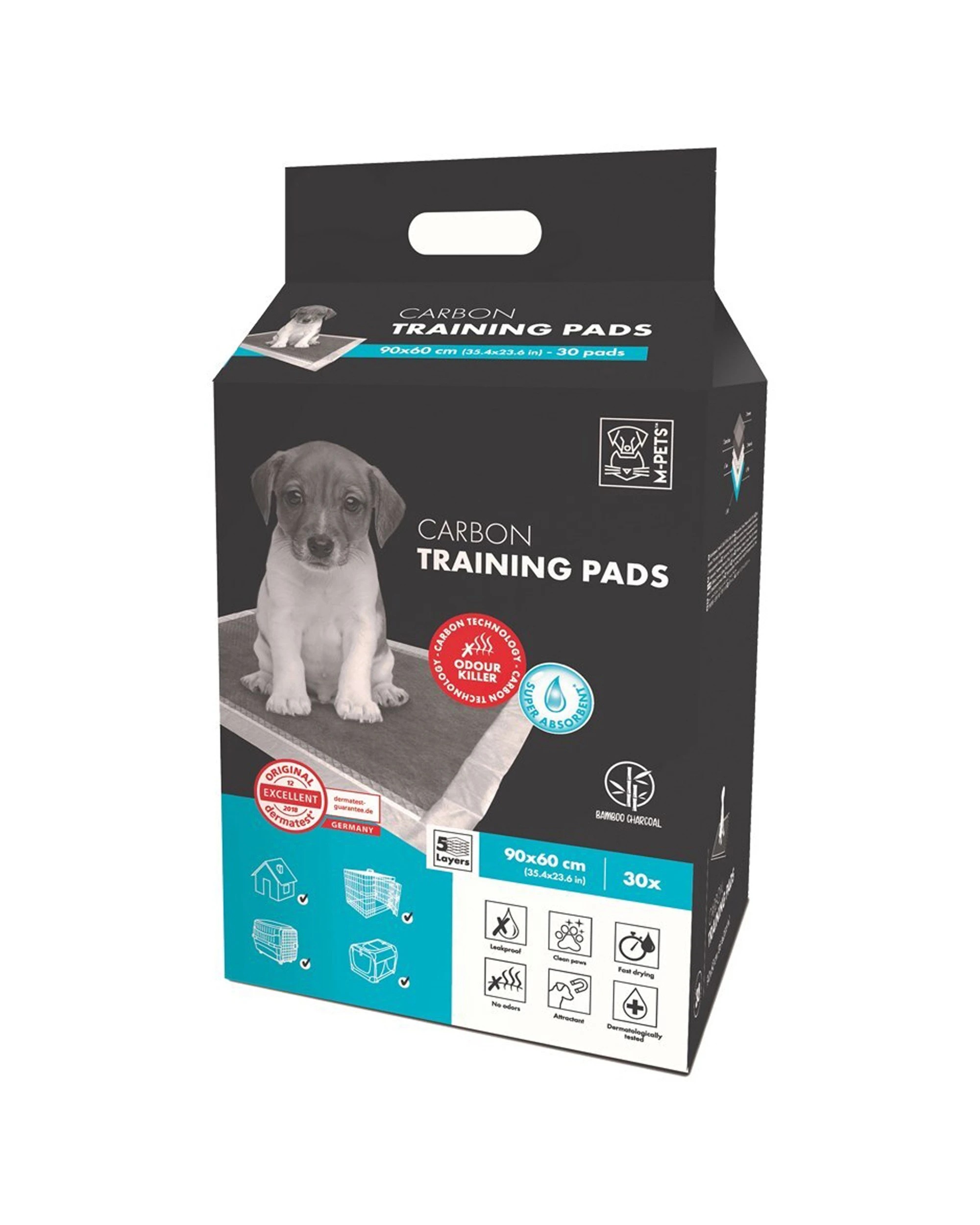 2 M-pets 30pc 90x60cm Large Pet Carbon Training Pad Fast Drying Pee Mat - Dog Training Pads
 - White, 2 of 3