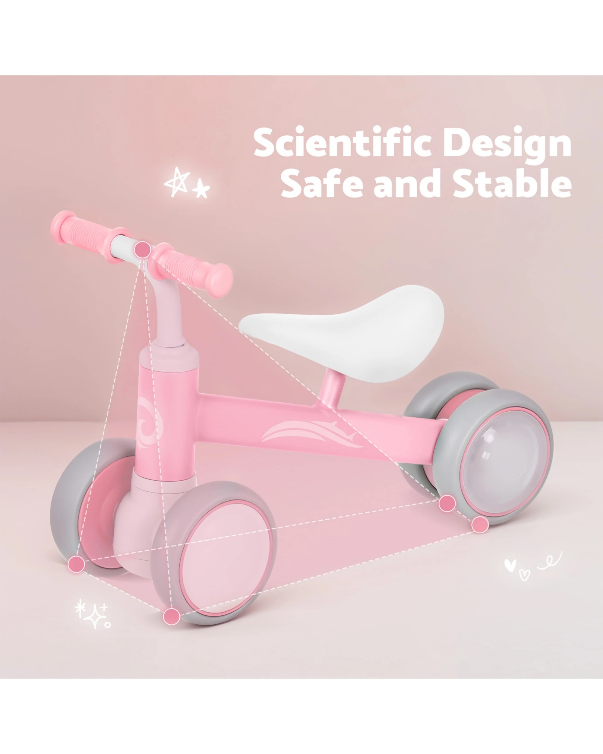 6 Advwin Baby Balance Bike Colorful Lighting Toddler No Pedal Push Bicycle Ride on Toy for 12-36 Month Pink, 6 of 8