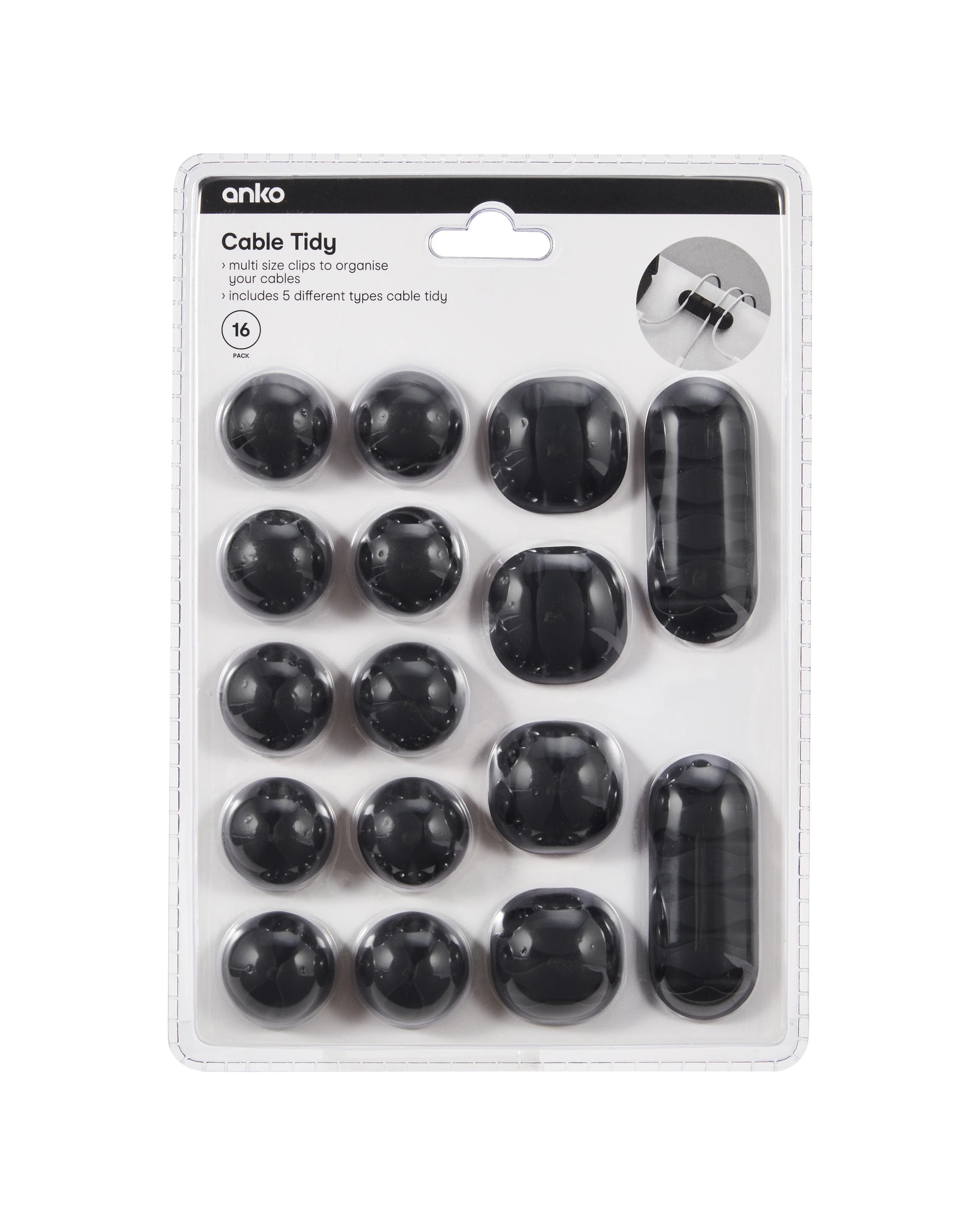7 16 Pack Cable Tidy - Black, 7 of 8