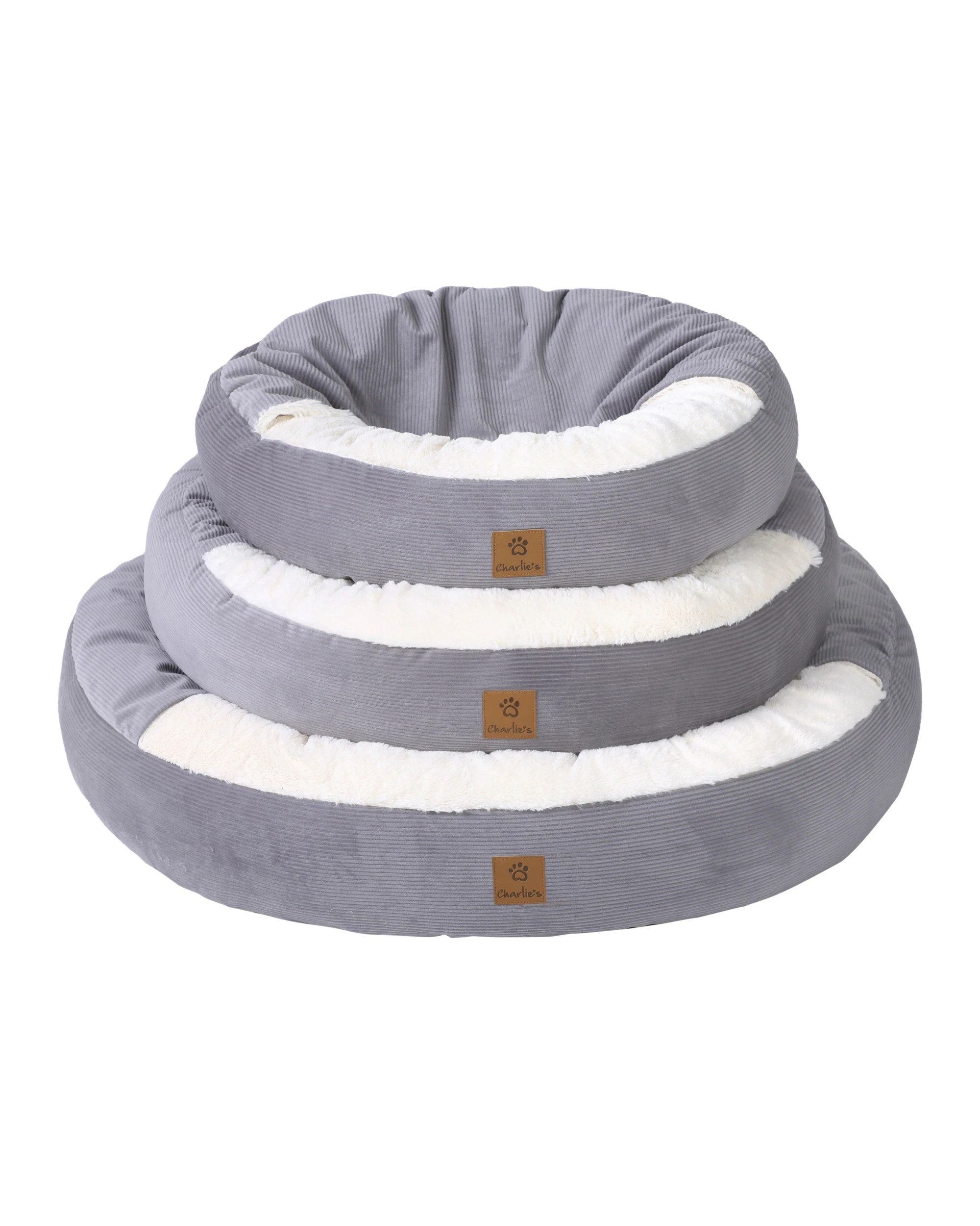 Charlie's Snookie Hooded Corduroy Calming Dog Bed Medium - Dove Grey ...