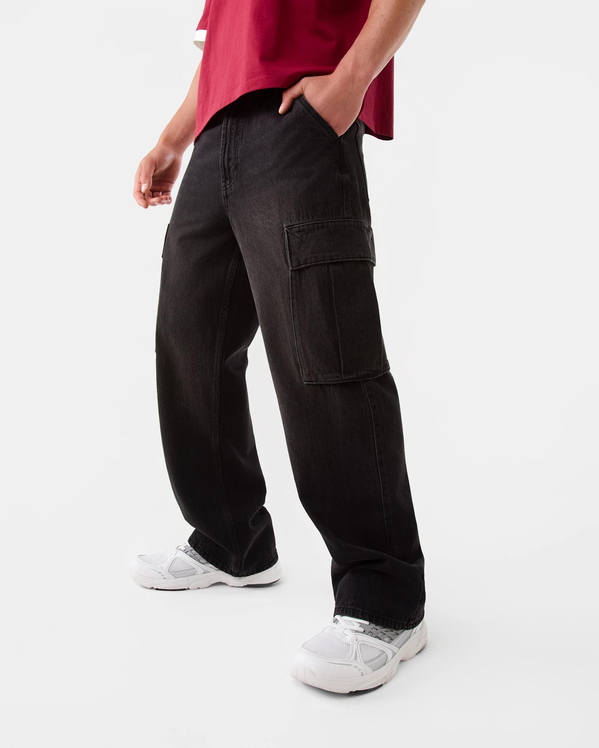 1 Baggy Cargo Jeans Black Wash, 1 of 7