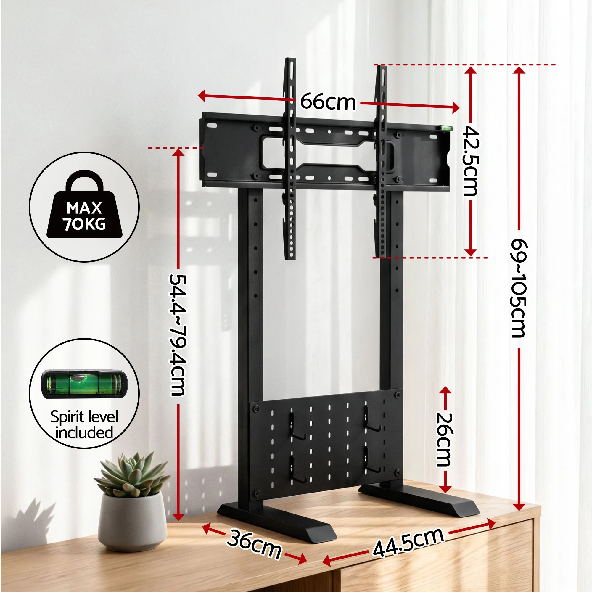 2 Artiss TV Stand Bracket for 42- 90 inch TVs Table Desktop Universal with - Black, 2 of 3