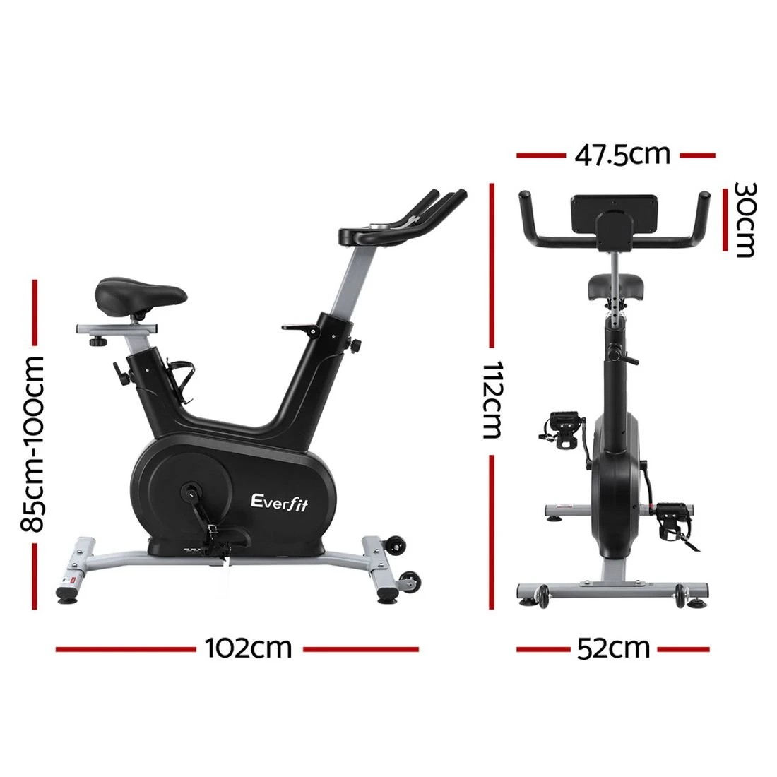 2 Everfit Exercise Bike Spin Bike Electromagnetic Smart Home Fitness 24-Level Resistance - Black, 2 of 10