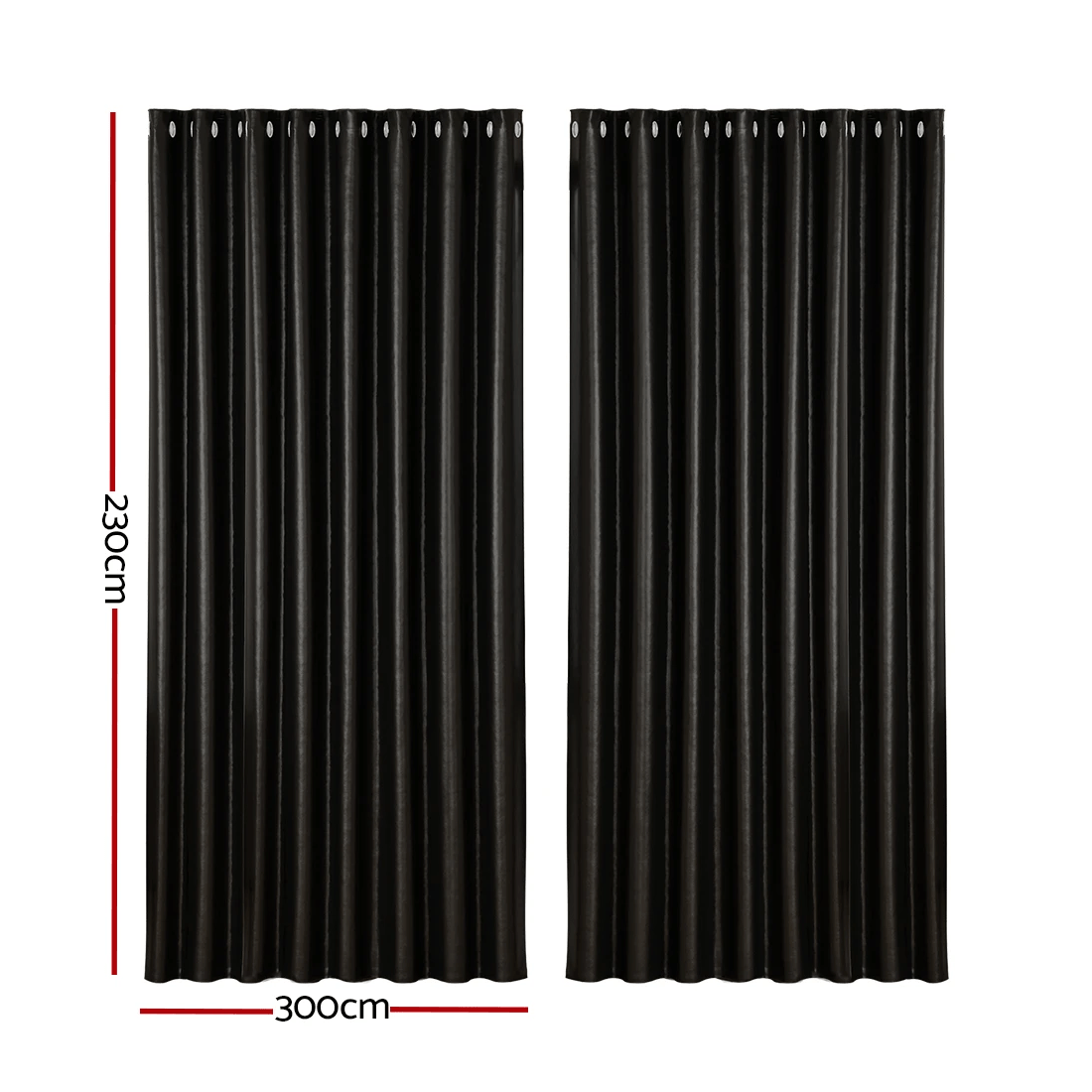 2 Artiss 2X Blockout Curtains Eyelet 300x230cm Shine - Black, 2 of 6