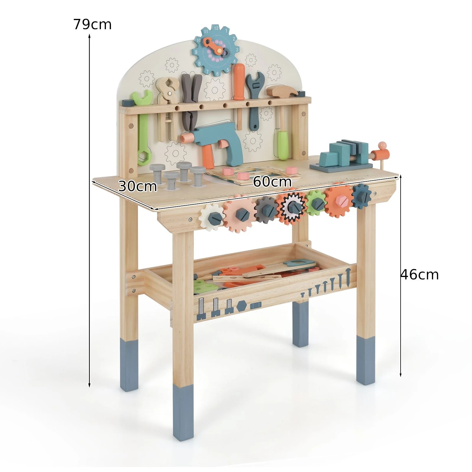 3 Costway Kids Play Tool Workbench Wooden Bench, 3 of 4