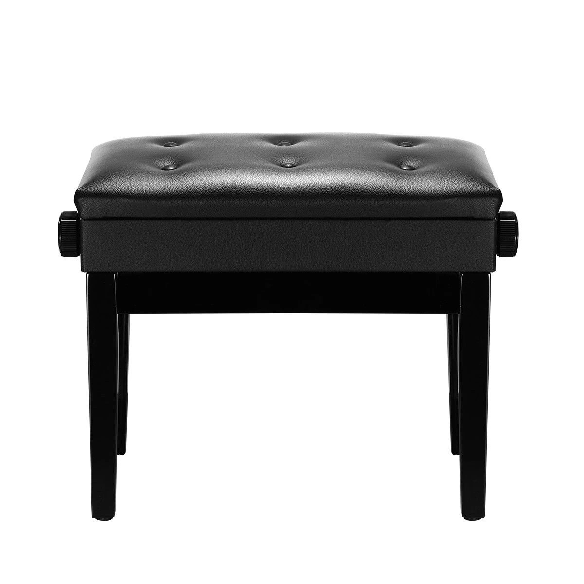 1 Melodic Adjustable Wood Keyboard Piano Bench Stool with Built-in Storage Black, 1 of 7