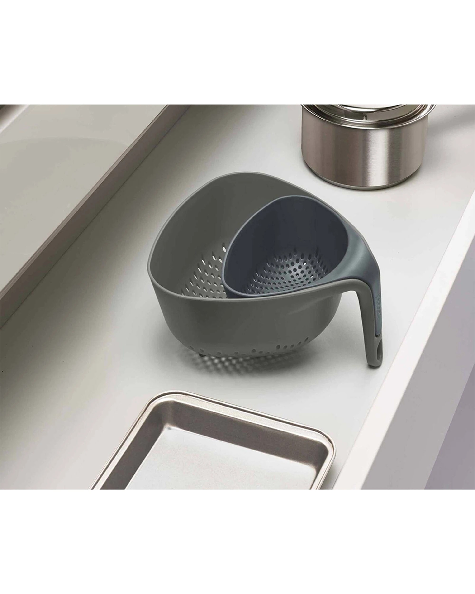 4 Joseph Joseph 22cm Nest Kitchen Cooking Colanders Ergonomic Handle - Grey, 4 of 4