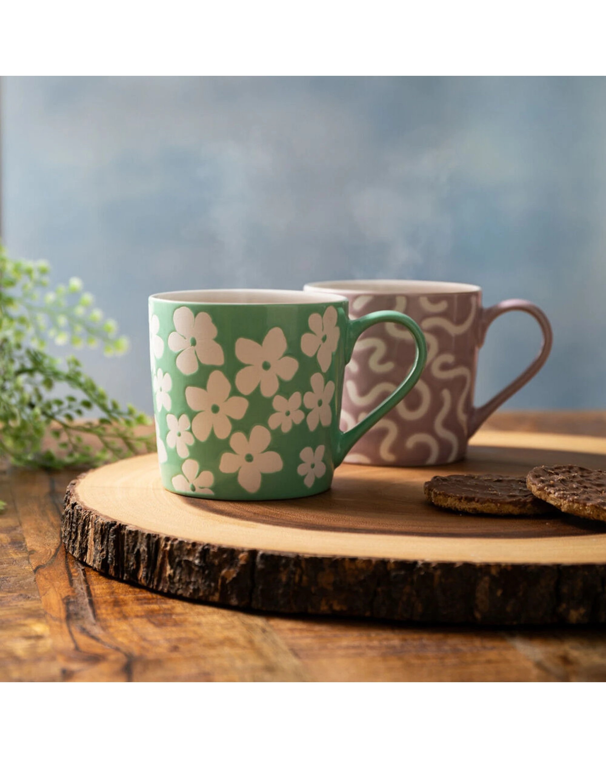 5 Mikasa 8PK Wax Resist Flower Coffee Mug Cup 360ml - Blue, 5 of 8