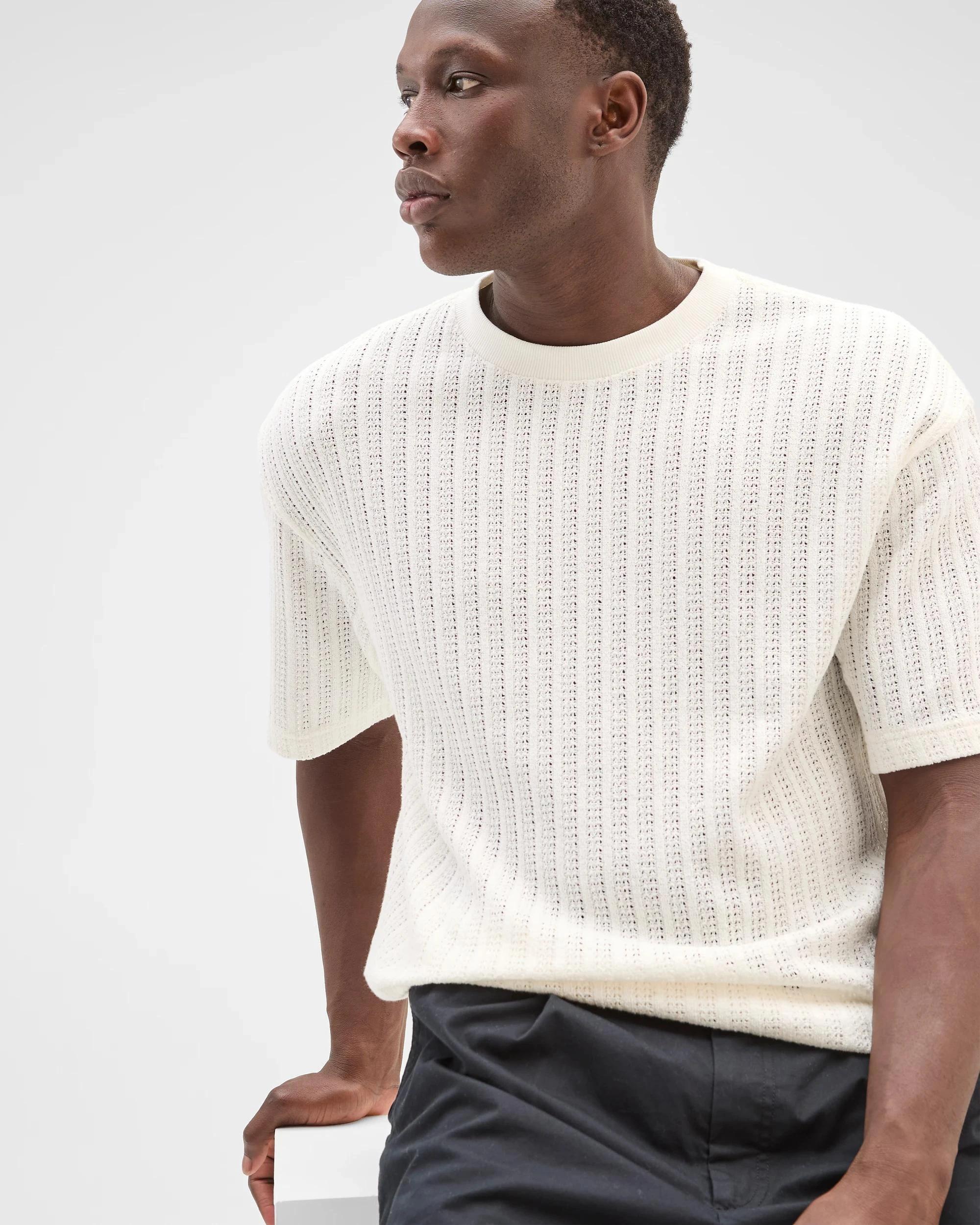 1 Commons Australian Cotton Blend Heavyweight Knit T-Shirt CLOUD WHITE, 1 of 6