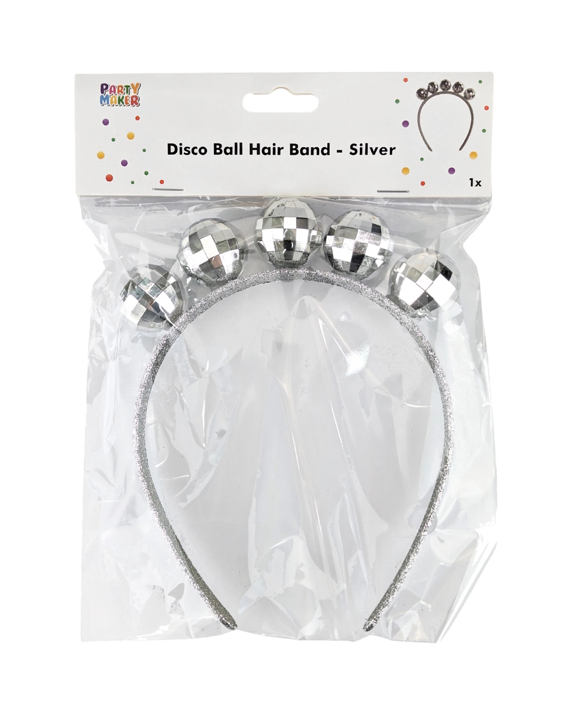 2 Party Maker Disco Ball Headband - One Size - Silver, 2 of 2