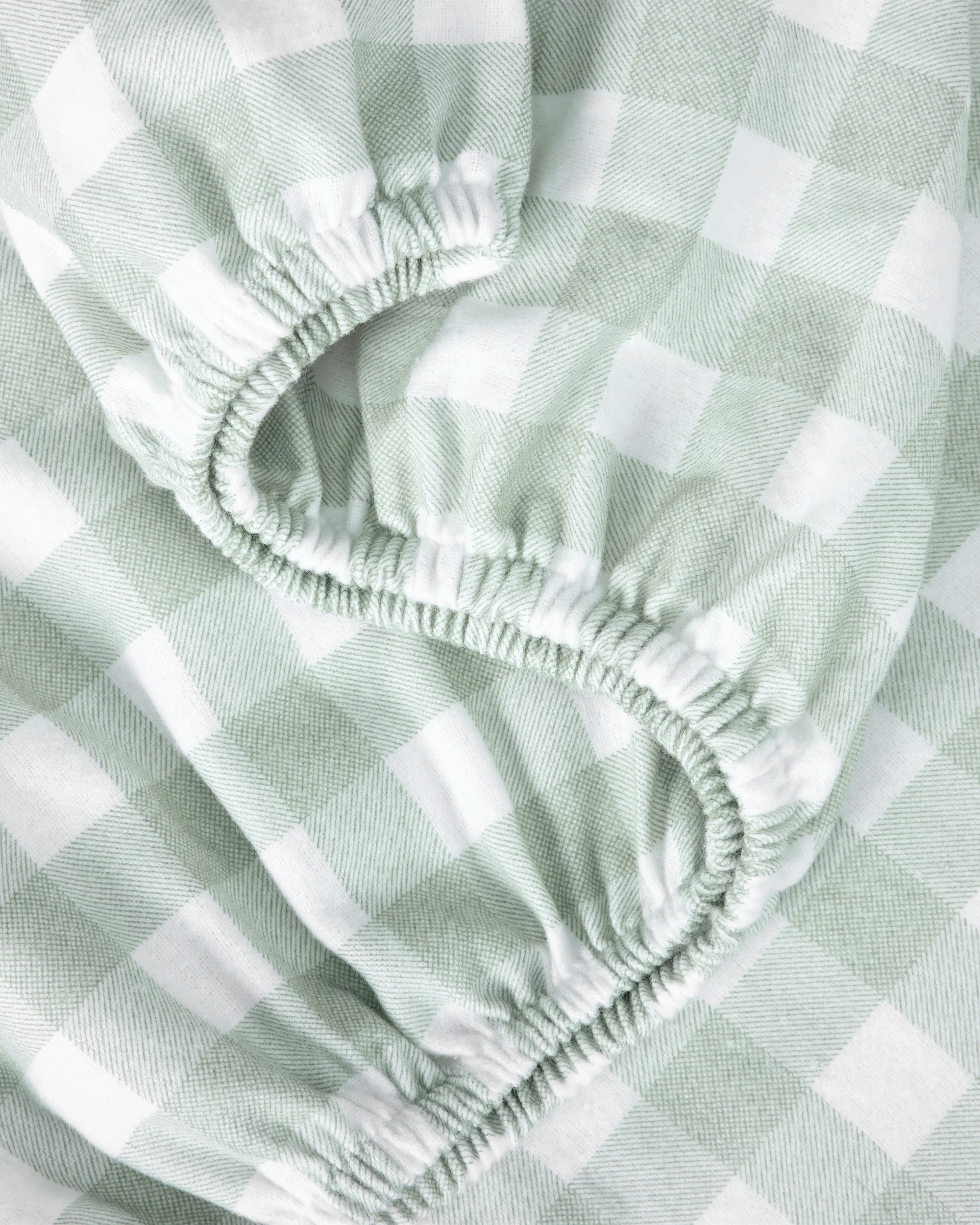 3 Gingham Cotton Flannelette Sheet Set - King Bed, Sage, 3 of 7