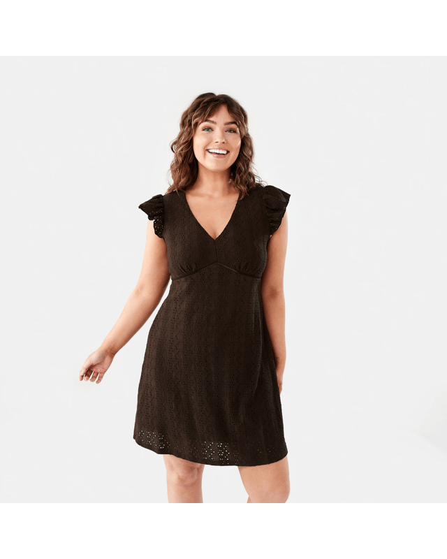 Sleeveless Broderie V-Neck Mini D