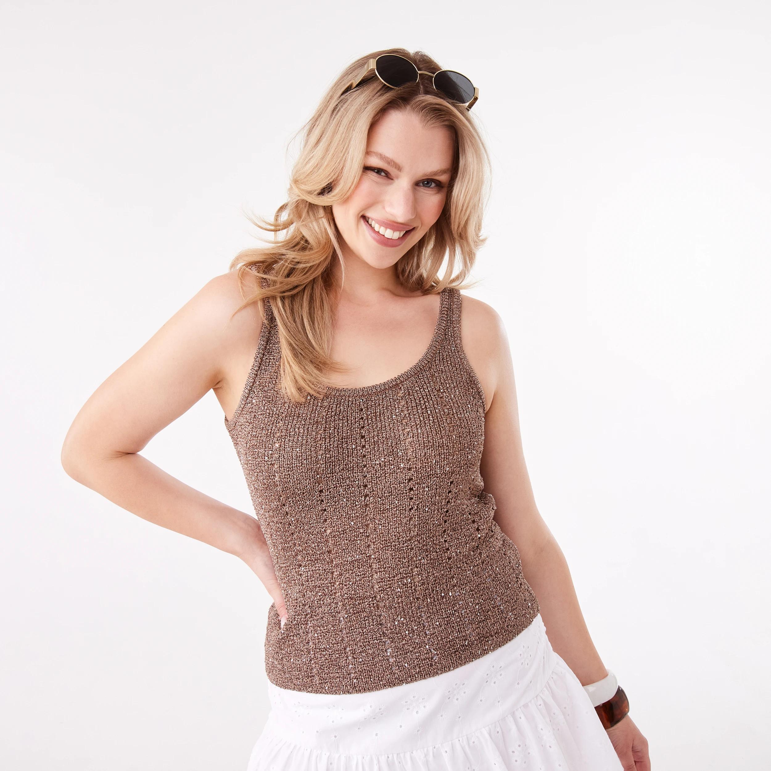 1 Sequin Tank Brnz Brown, 1 of 8