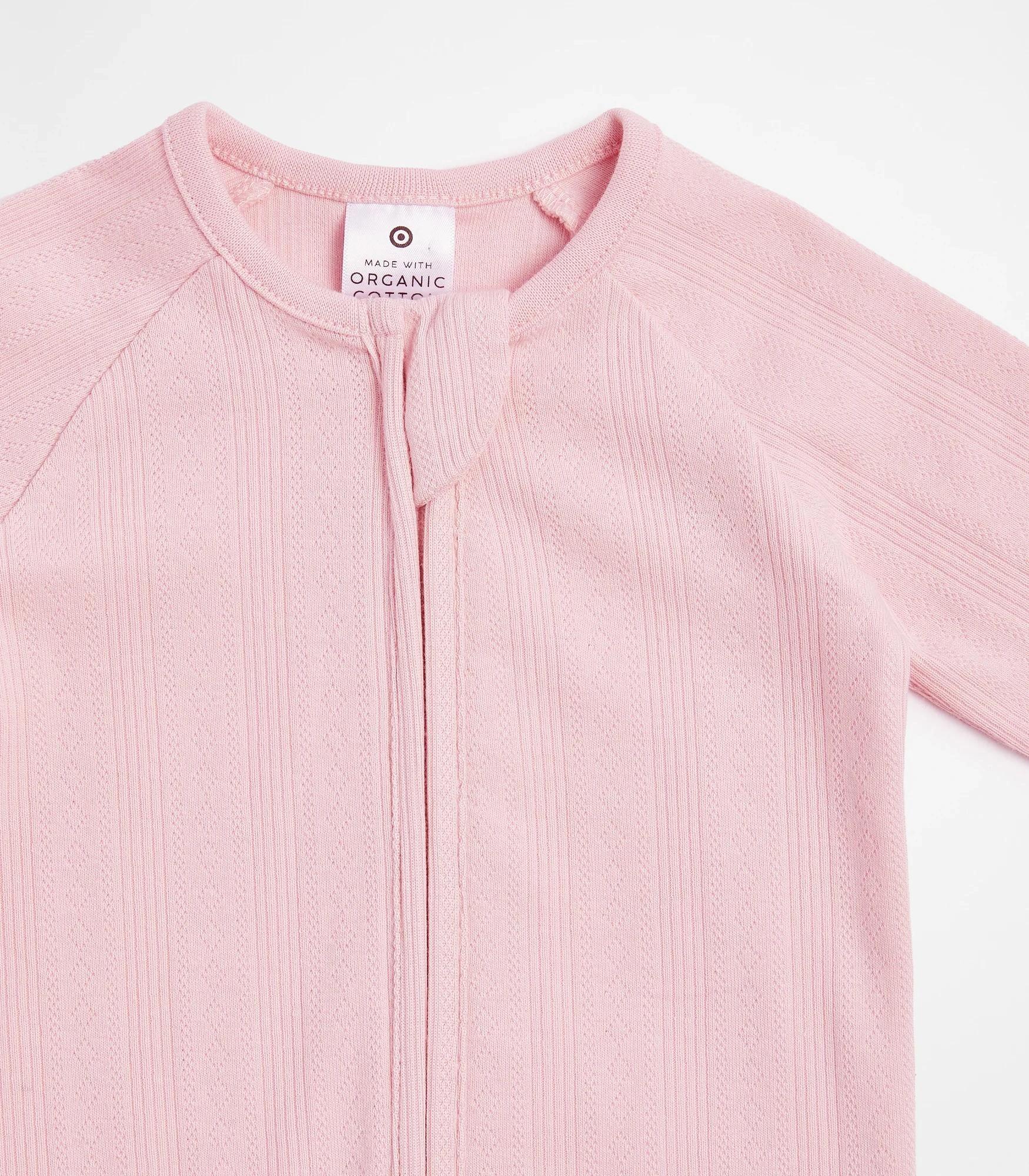 2 Target Baby Organic Cotton Pointelle Zip Coverall PINK, 2 of 3