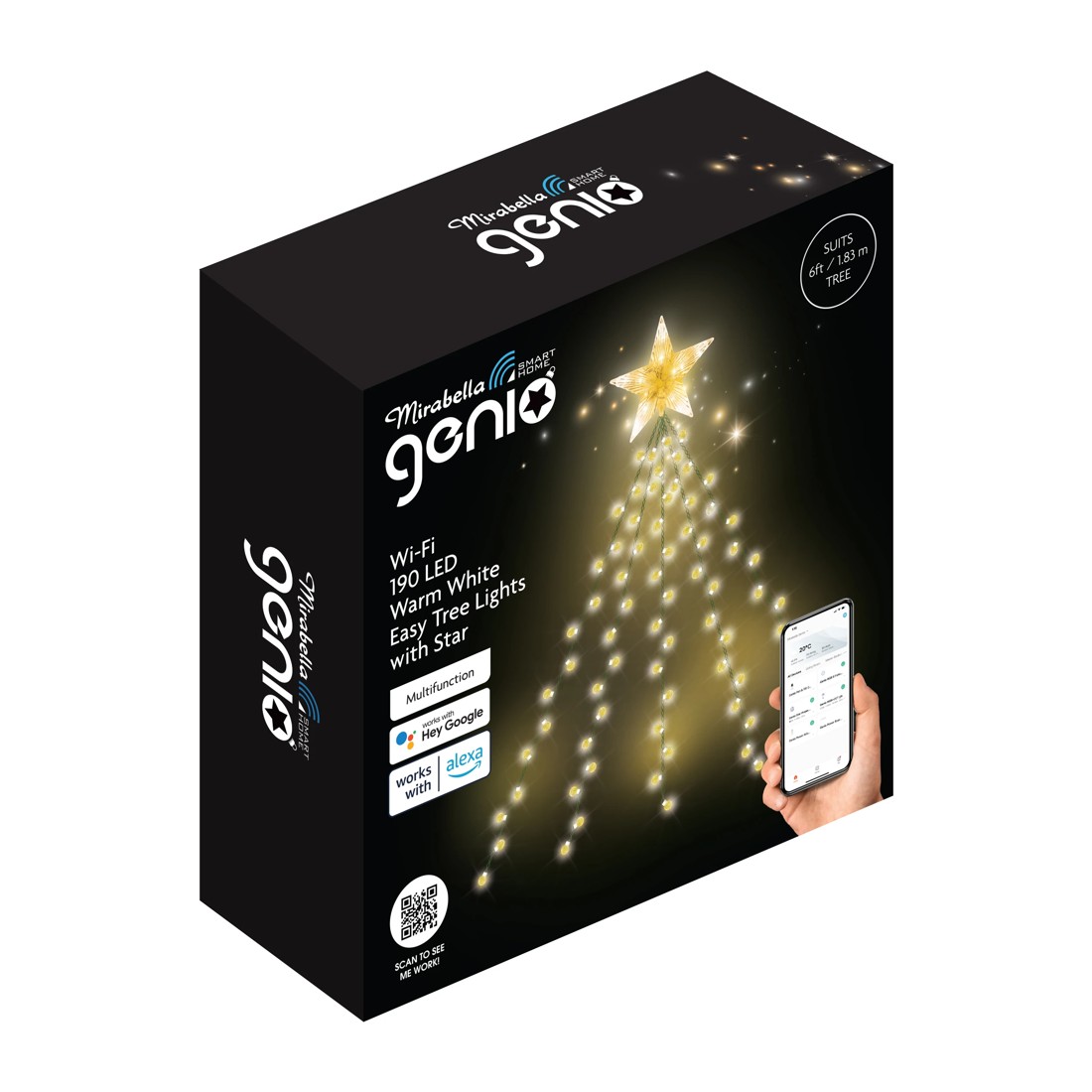 5 Mirabella Genio Wi-Fi 190 LED Warm White Easy Tree Lights with Star, 5 of 5