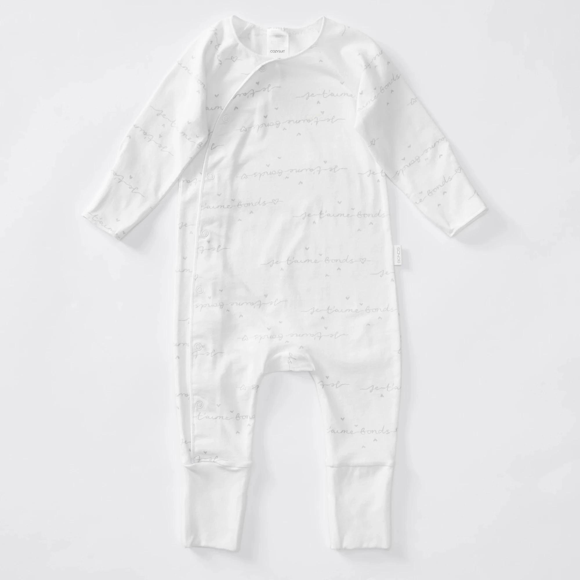 3 Bonds Baby Newbies Cozysuit Coverall WHITE, 3 of 5