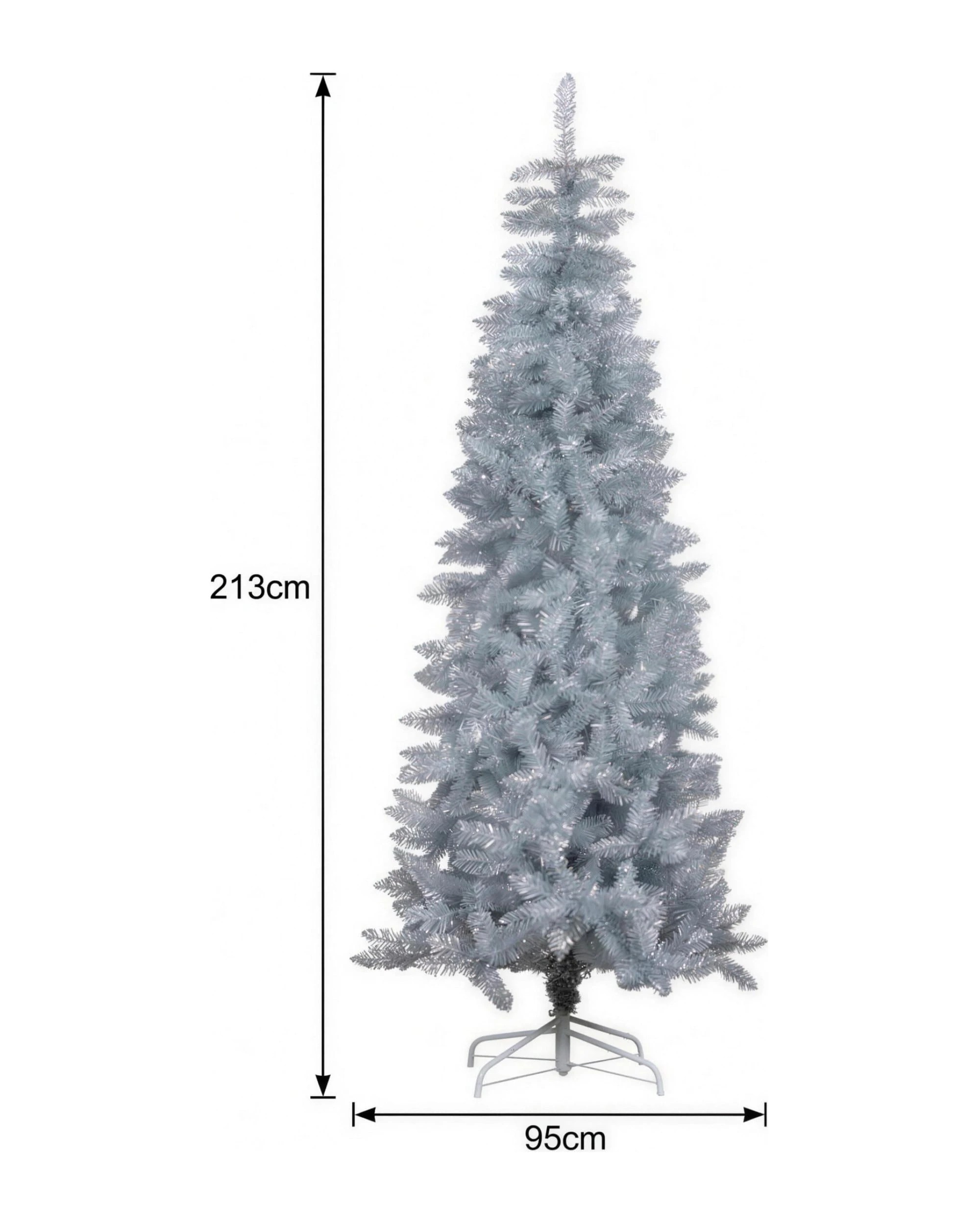 2 Christabelle 2.1m 7ft Silver Tinsel Christmas Tree Pre Lit Warm White LED Retro Artificial Indoor Xmas Decor Home, 2 of 4