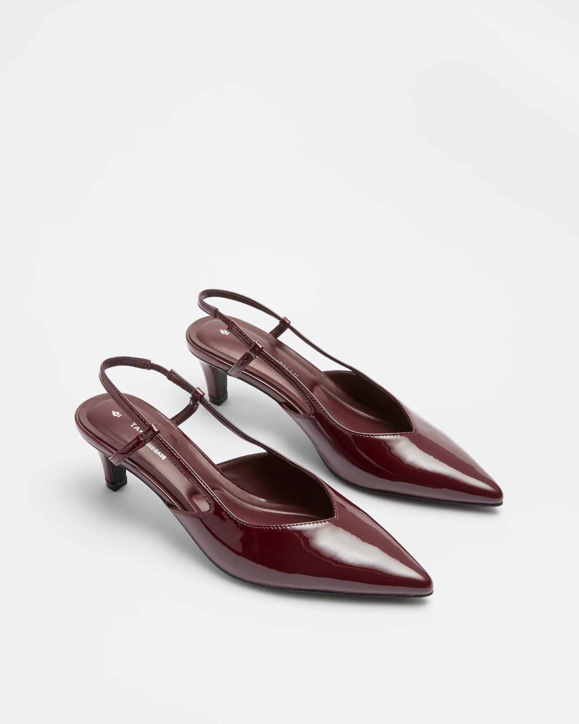 3 Target Womens Low Point Kitten Heel - Sasha BURGUNDY PATENT, 3 of 3