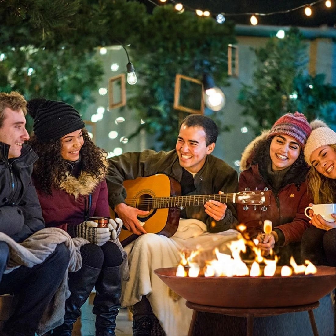 6 Grillz 56cm Fire Pit Iron Rustic Bowl Outdoor - Multi, 6 of 6