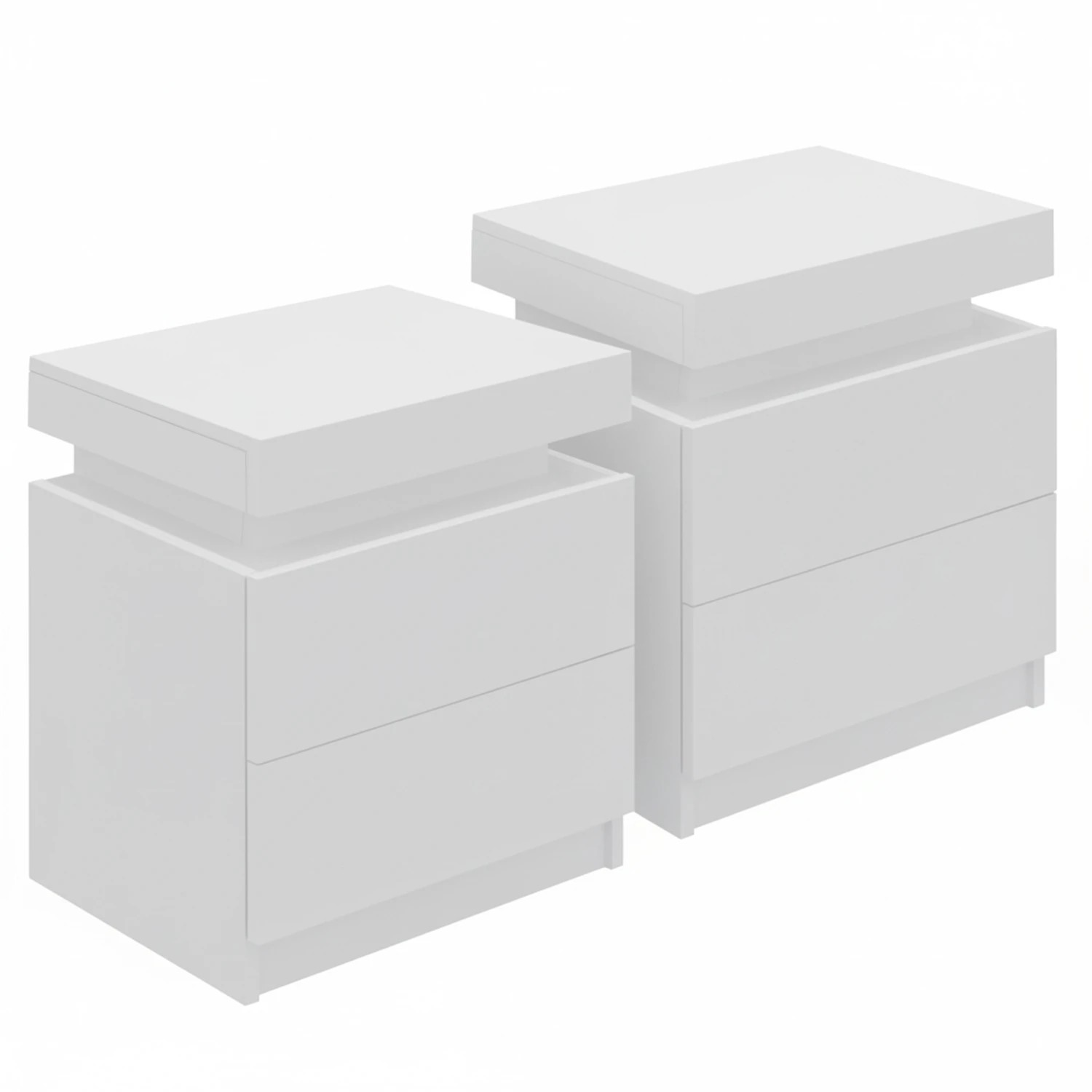 1 Artiss 2X Bedside Table 2 Drawers Lift-up Storage - White, 1 of 8