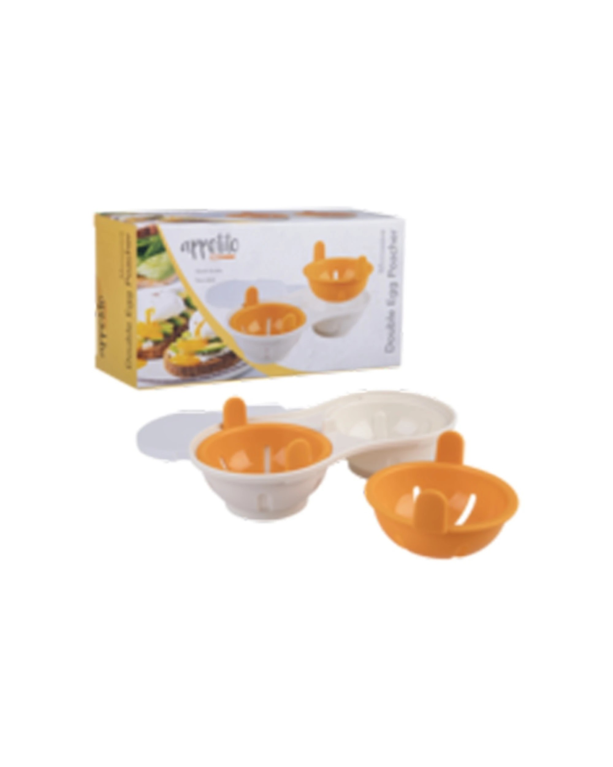 1 Appetito Microwave Double Egg Poacher Non Stick Surface Kitchen Tool - Orange, 1 of 6