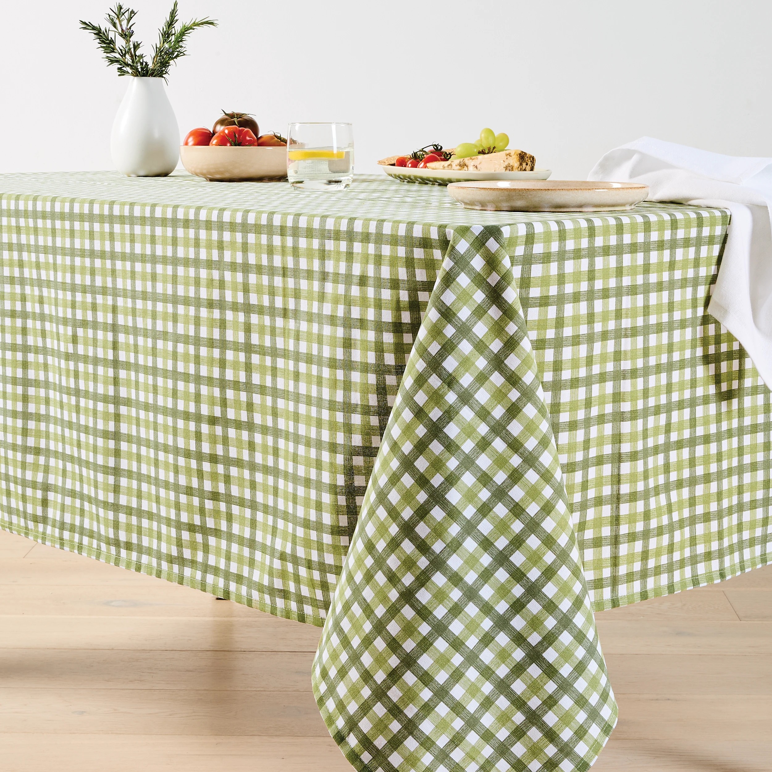 1 Green Check Tablecloth, 1 of 5